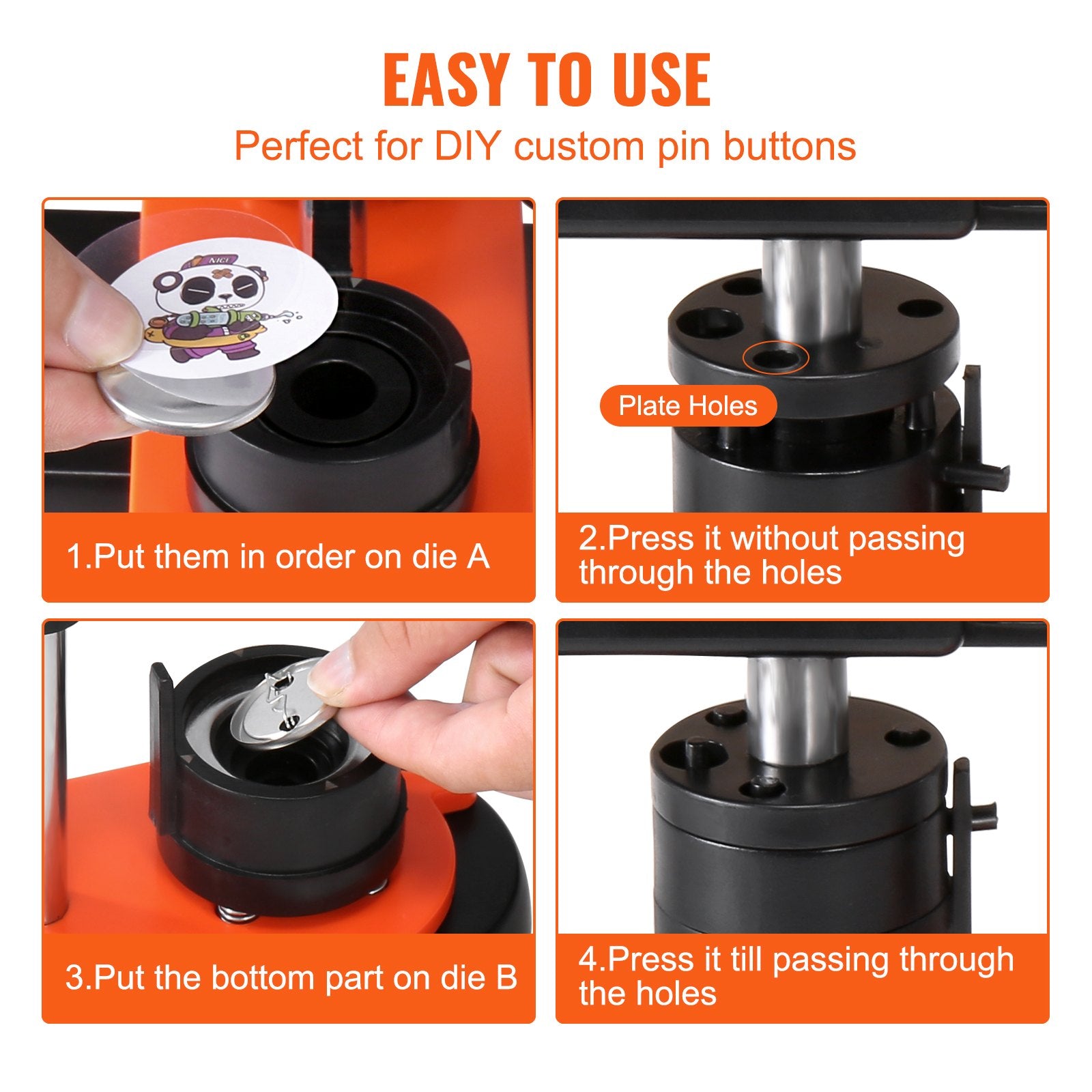 Button Maker Machine 1.25" 32MM Pin Maker Badge Press Kit 500 Parts