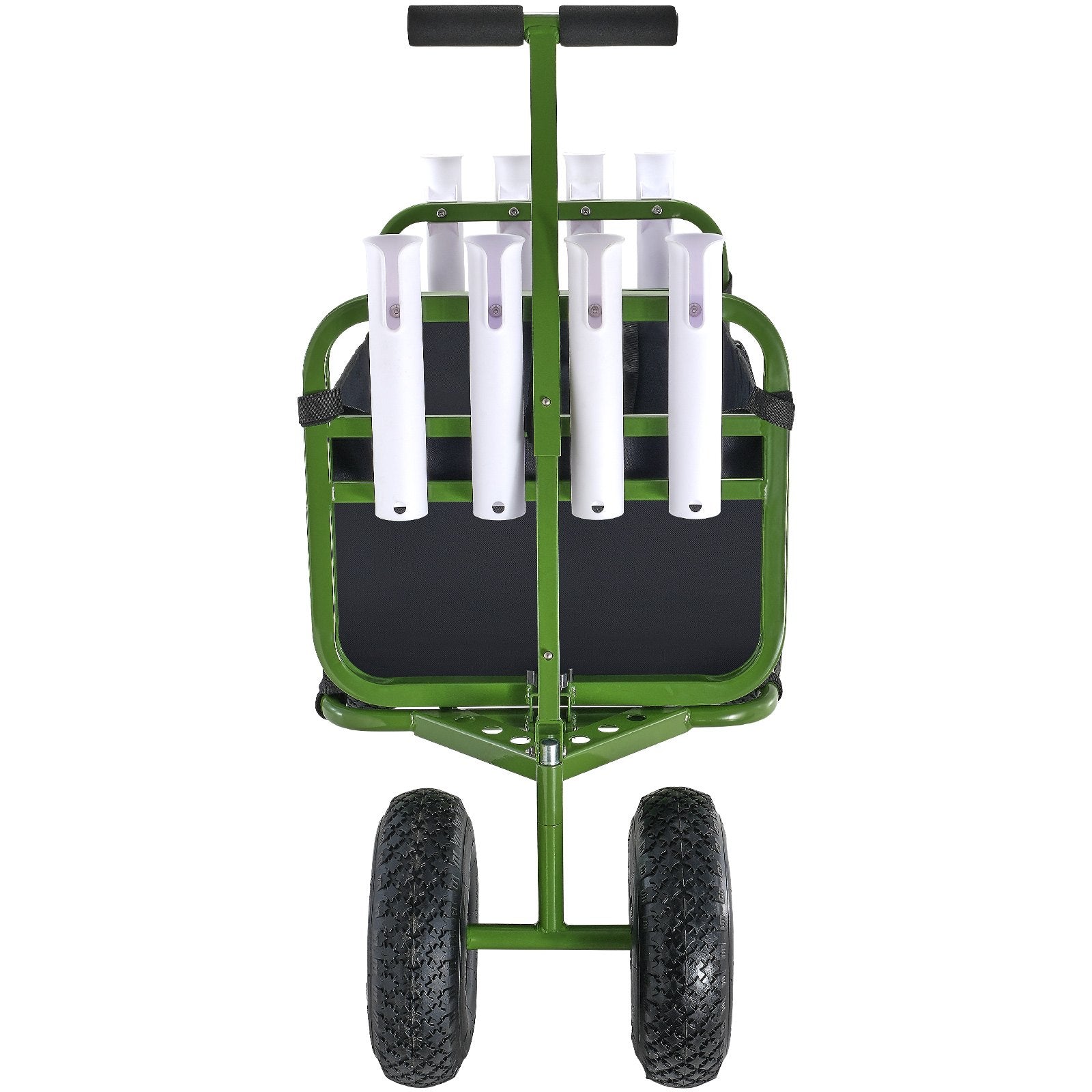 Beach Fishing Cart 136kg Foldable Steel Wagon with 280mm Rubber Wheels 8 Rod Holders