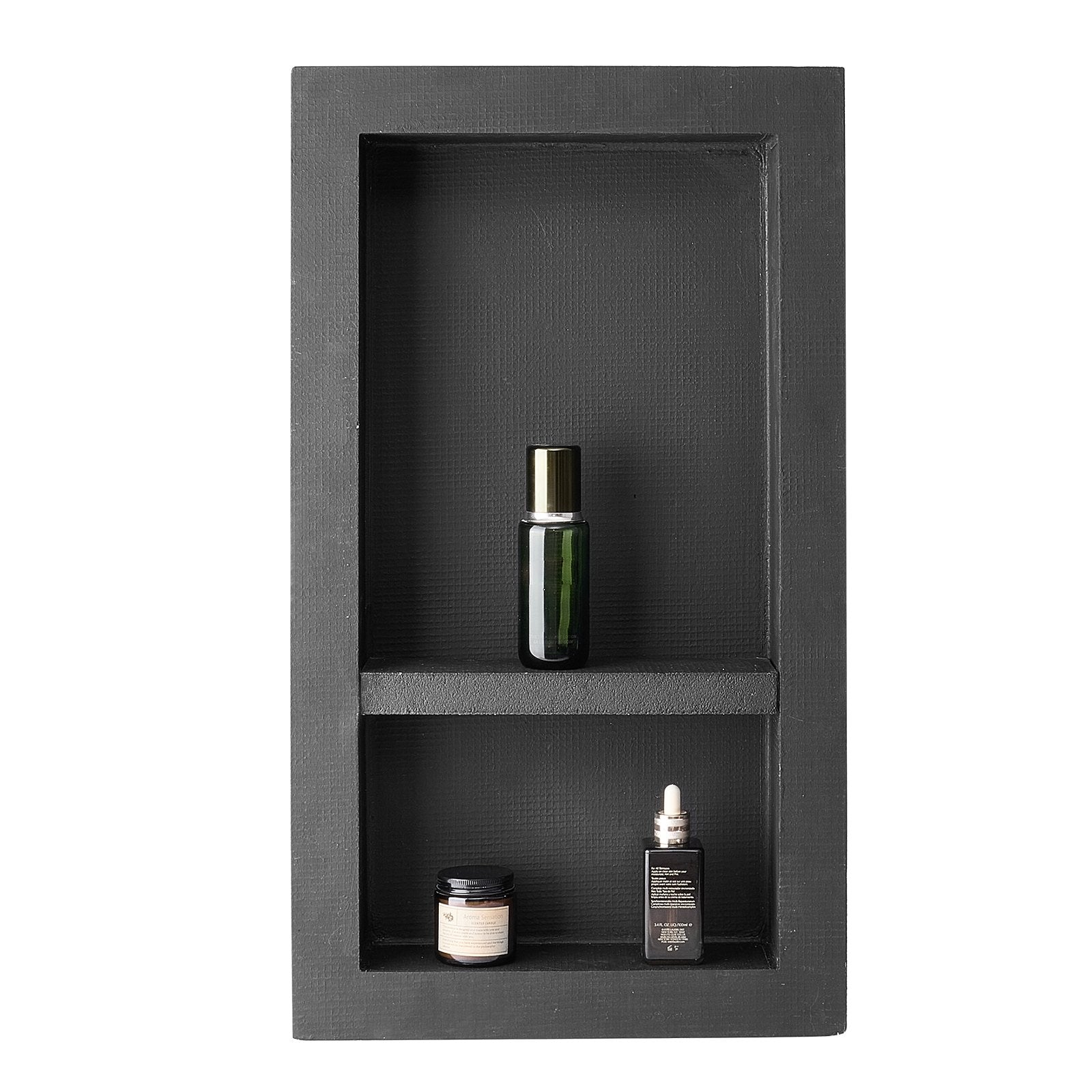 Shower Niche 40.6x71.1x10.2cm Recessed Wall Movable Divider Shelf Black