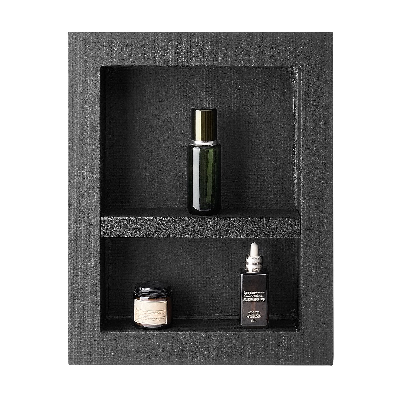 Shower Niche 40.6x50.8x10.2cm Recessed Wall Movable Divider Shelf Black