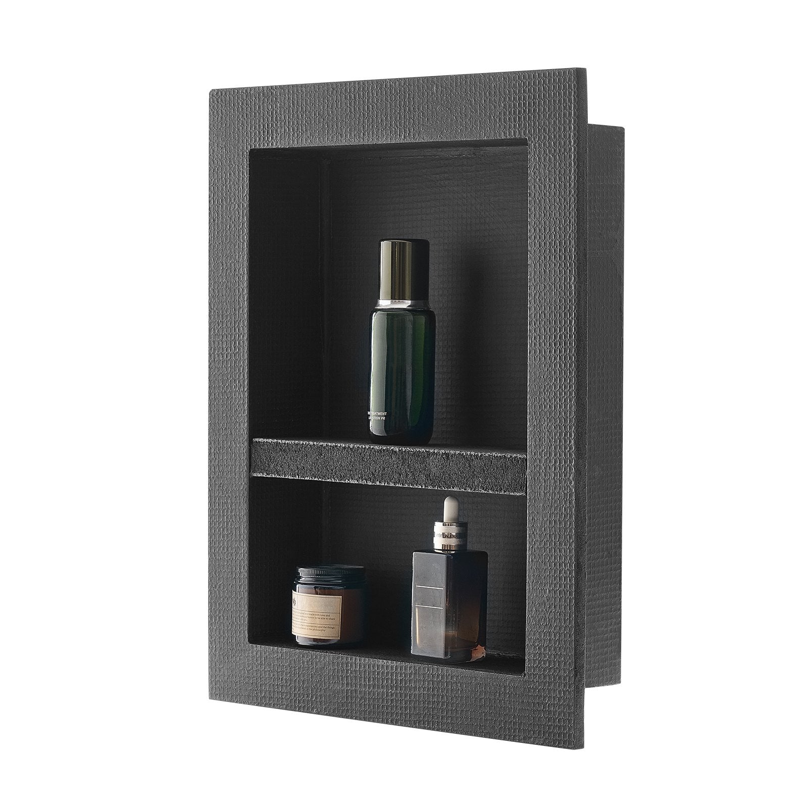 Shower Niche 40.6x50.8x10.2cm Recessed Wall Movable Divider Shelf Black