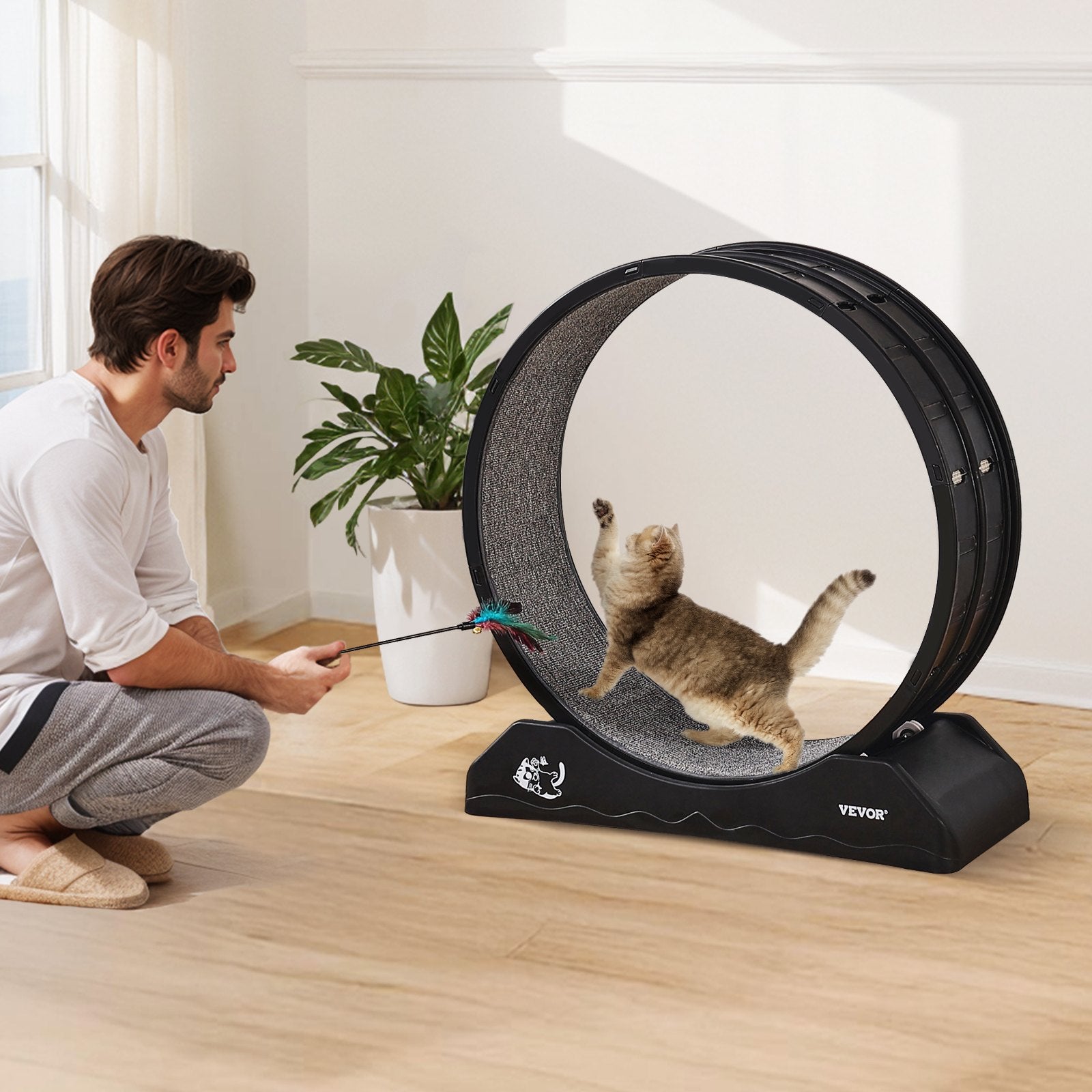 Cat Exercise Wheel 31.5in Large Running Wheel with Brake Carpeted Treadmill
