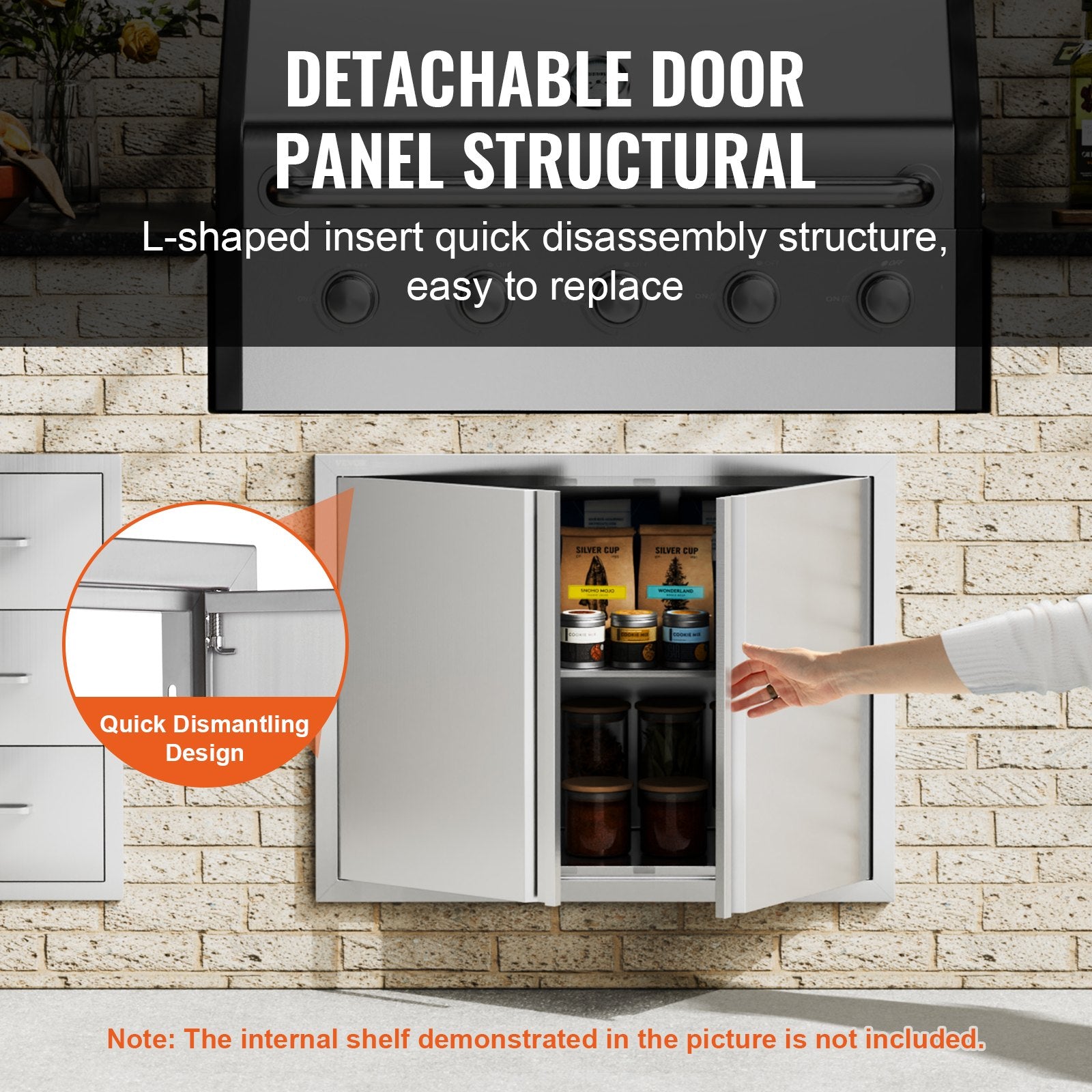 787x609mm Double BBQ Access Door  Steel Flush Mount Outdoor Kitchen Door