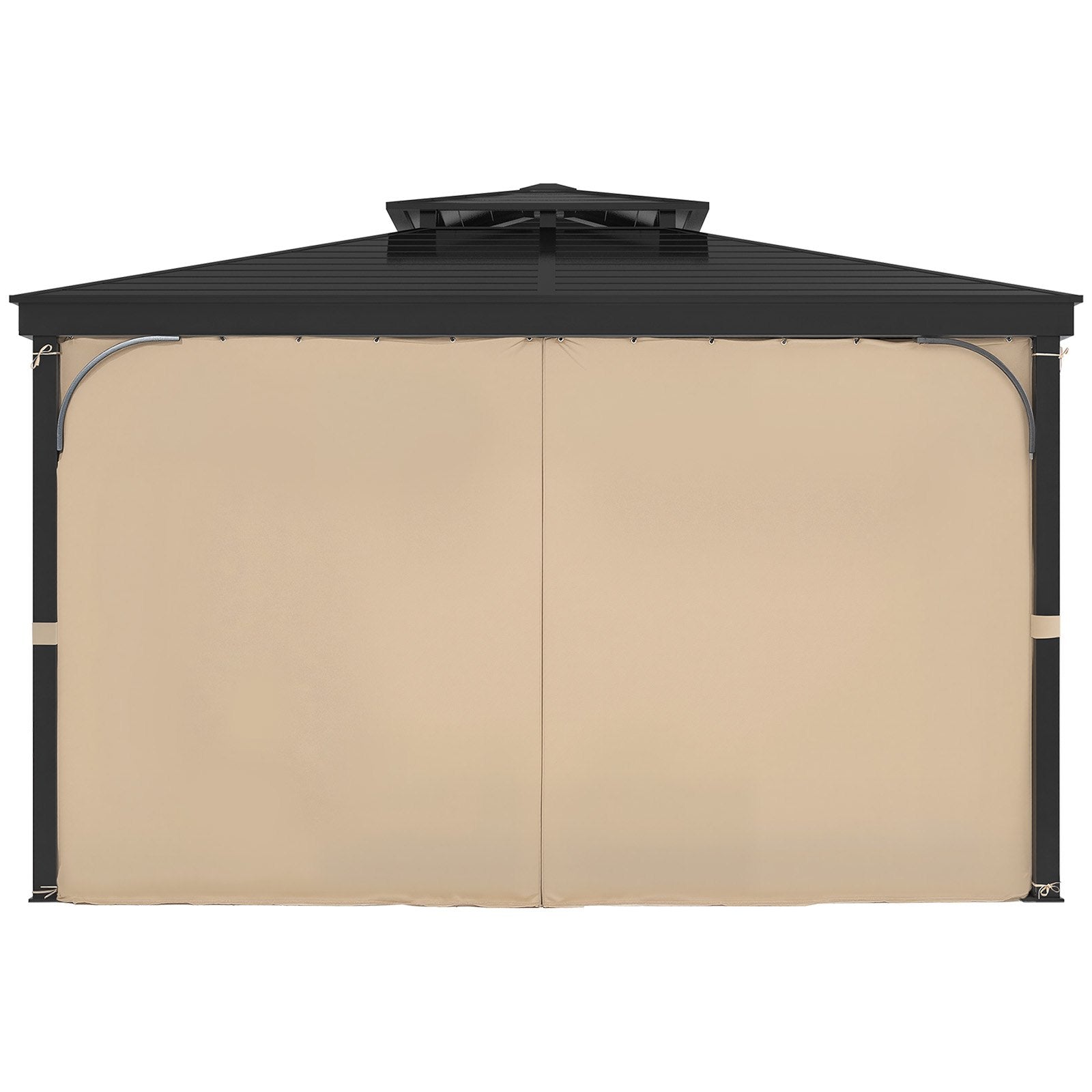 Gazebo Curtains Outdoor 12'x10'x7.3' 4-Panel Privacy Curtains Khaki Only