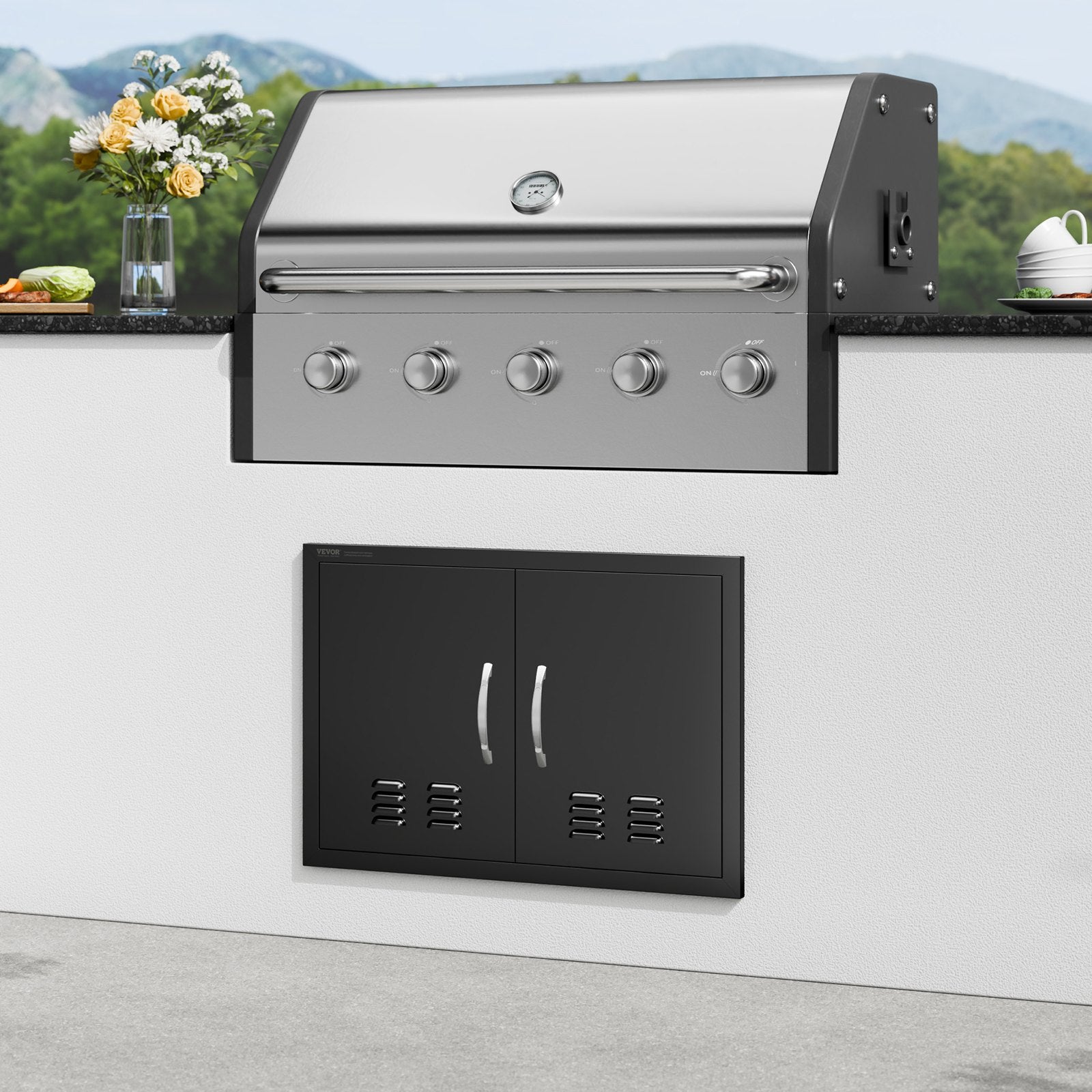 762x533 mm Double BBQ Access Door Outdoor Kitchen Flush Mount Door