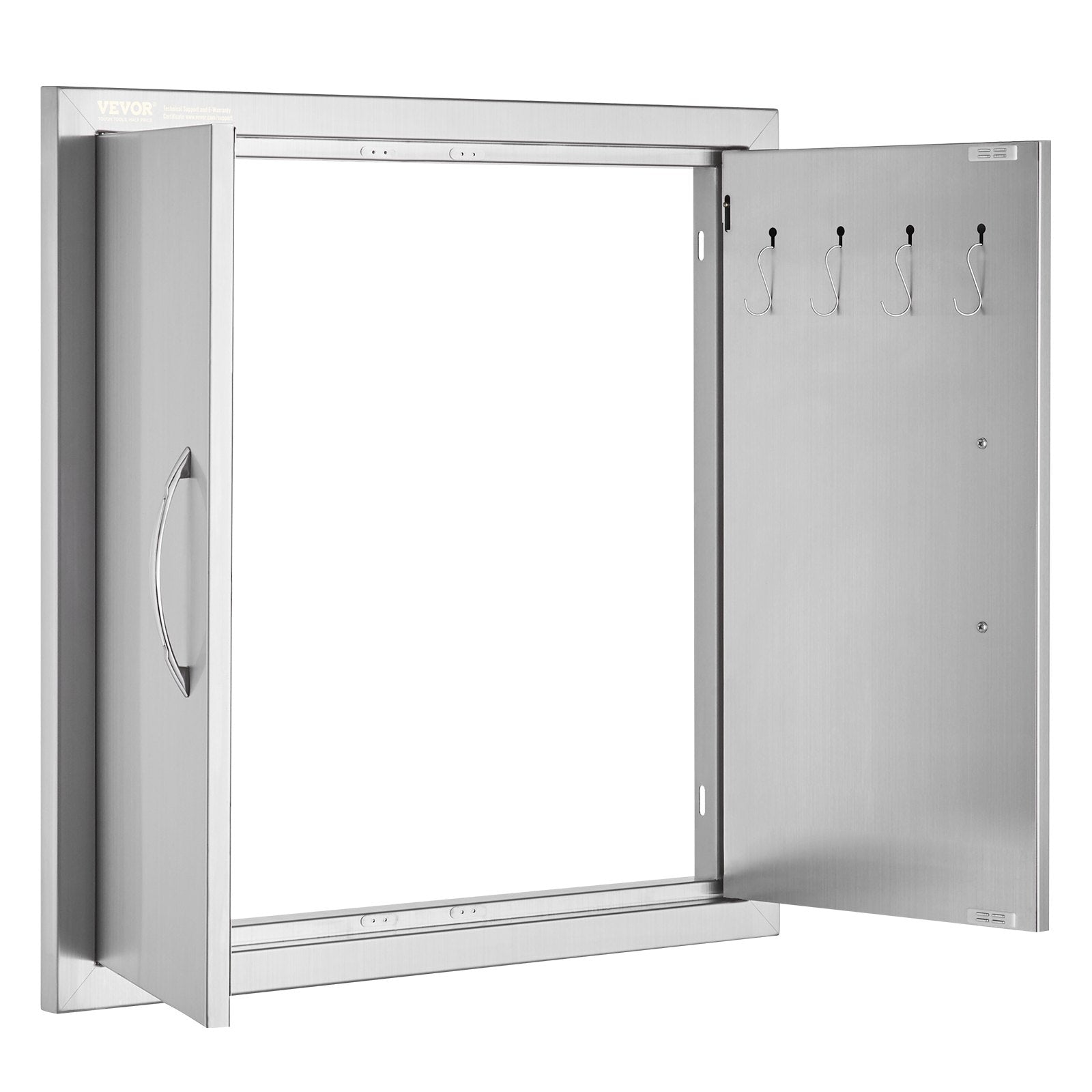 BBQ Access Door 610x610mm Double Stainless Steel Flush Mount Vertical w/ Hooks