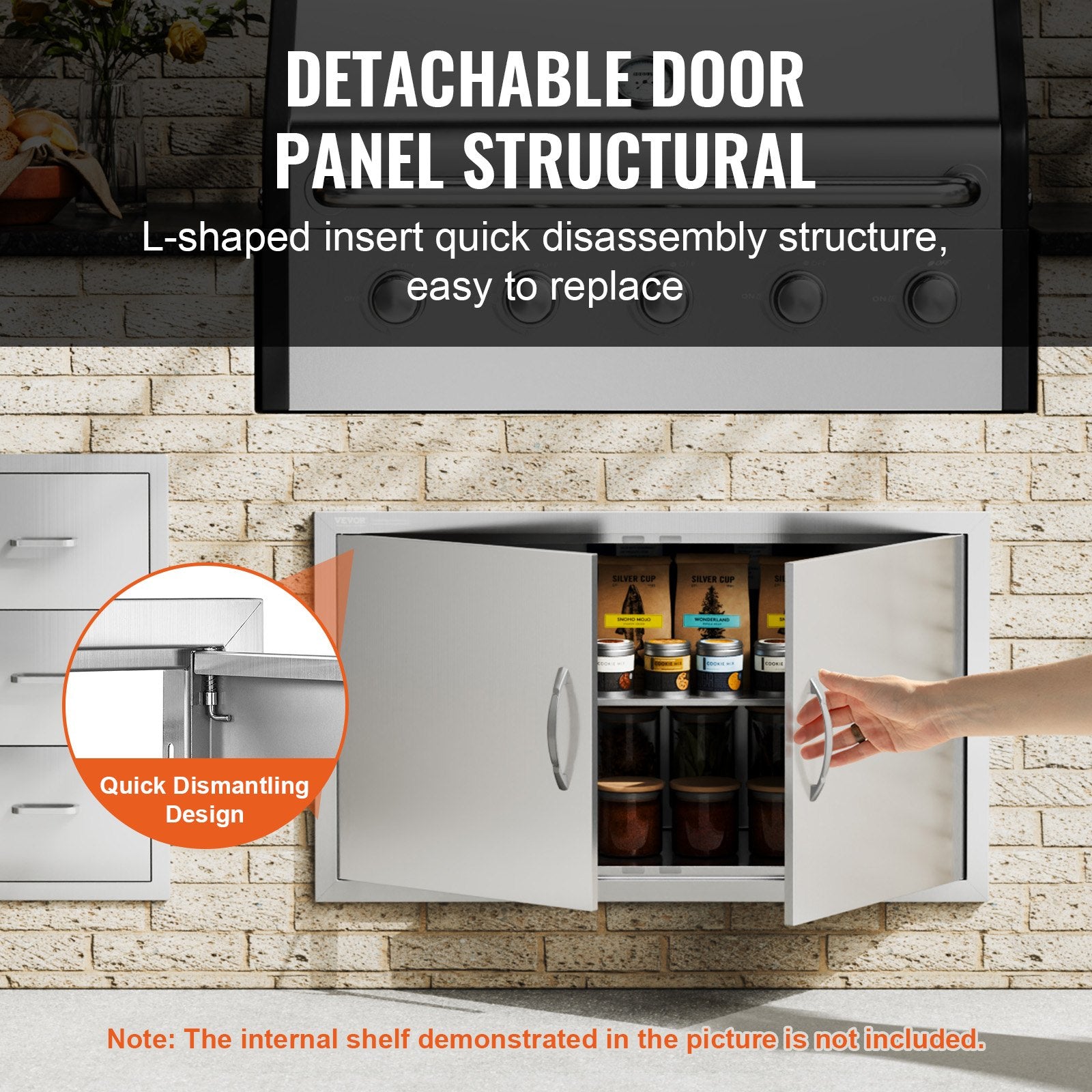 BBQ Access Door 915x533mm Double Outdoor Kitchen Stainless Steel Flush Mount
