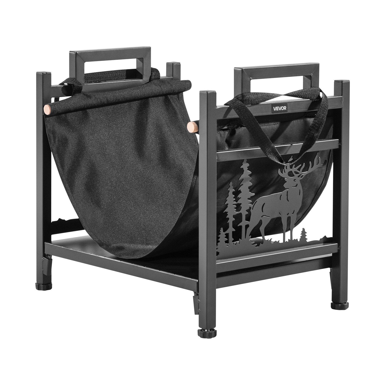 Indoor Firewood Rack 45cm Curved Log Holder Canvas Carrier Steel Heavy Duty