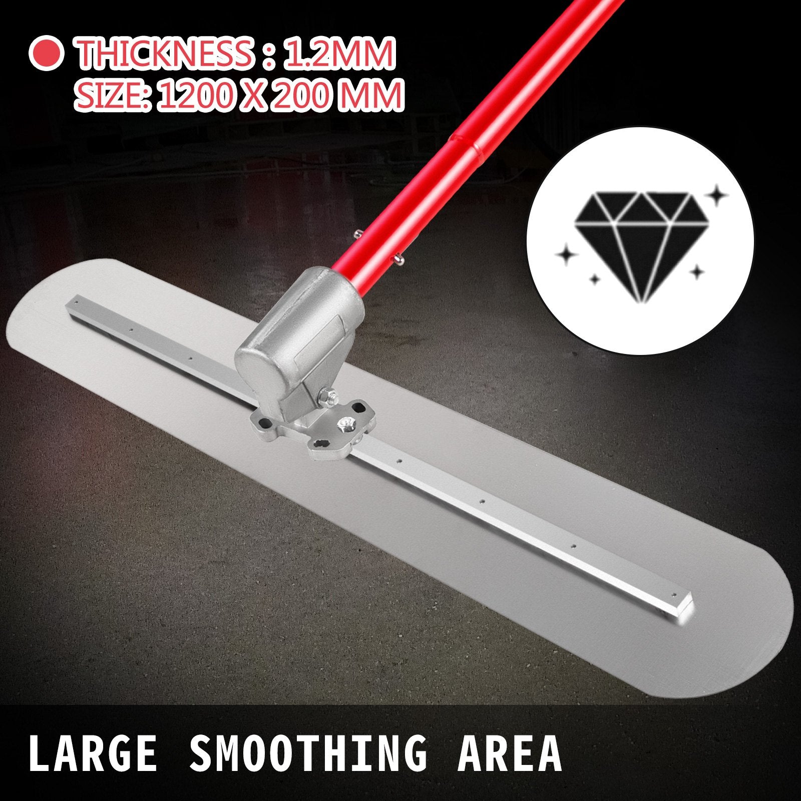 1200x200mm Bull Float Concrete Trowel with Adjustable Handle & Bracket