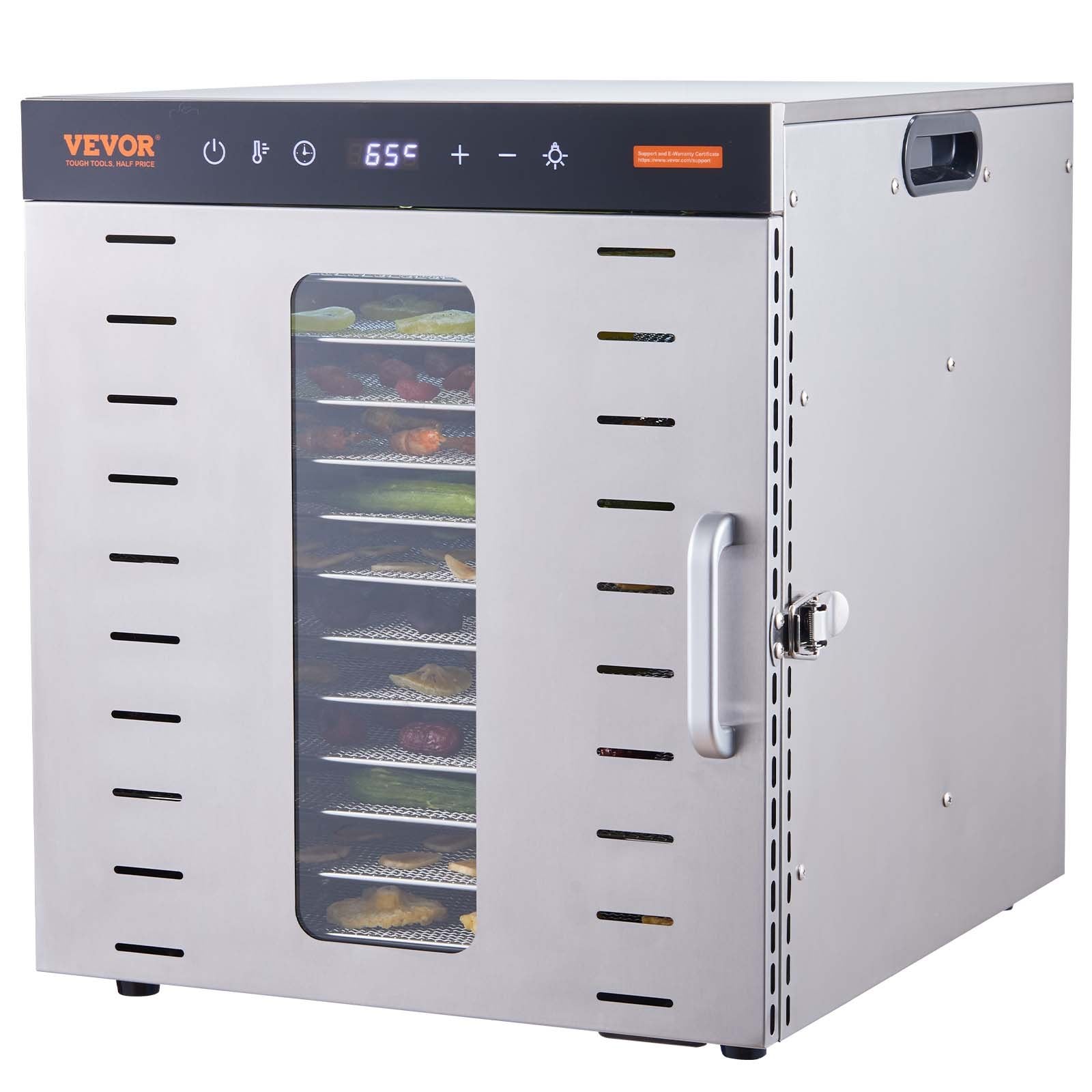 Food Dehydrator Machine 1000W, 10 Stainless Steel Trays, Digital Timer & Temp
