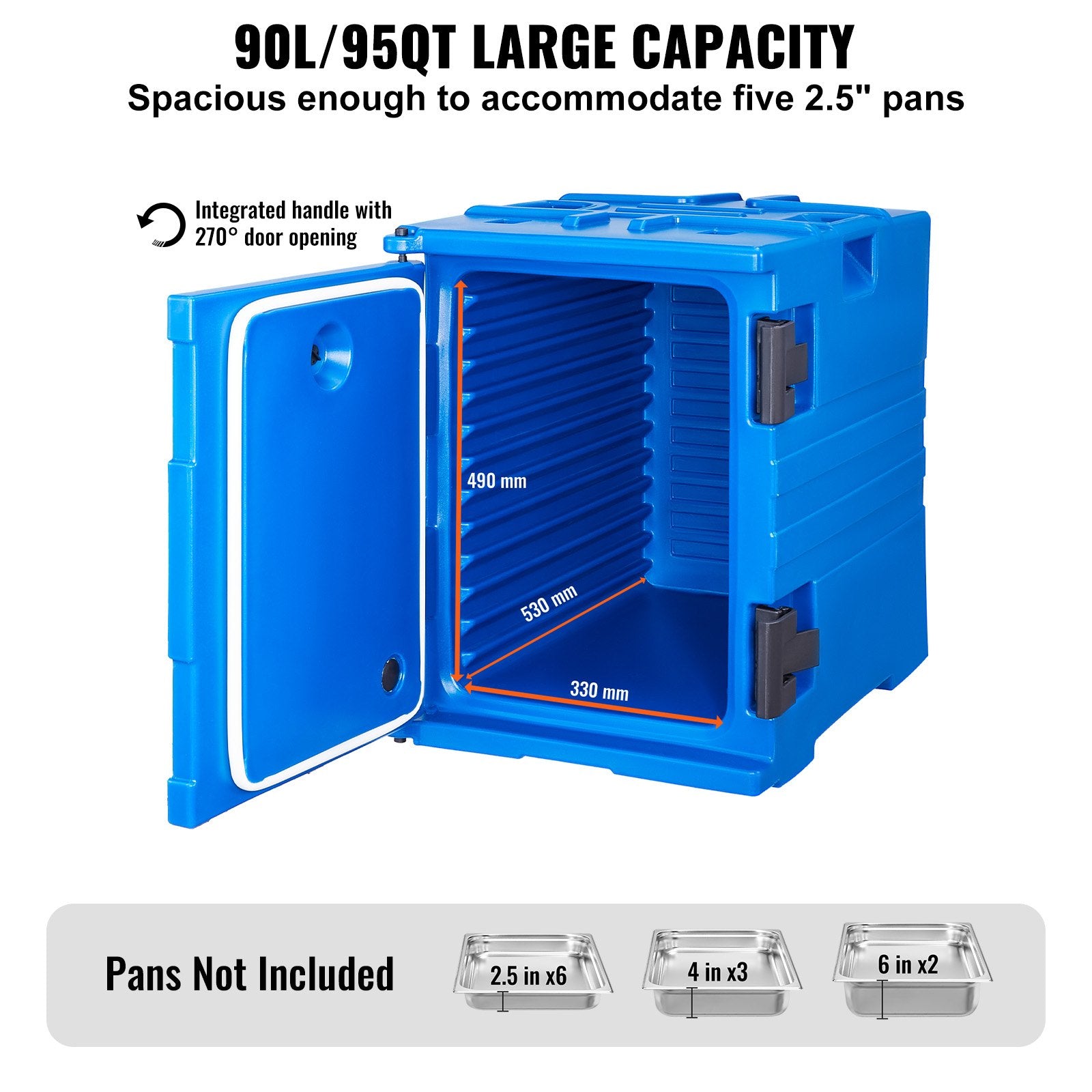 Insulated Food Pan Carrier, 90L Hot Box for Catering, Front Loading Food Warmer