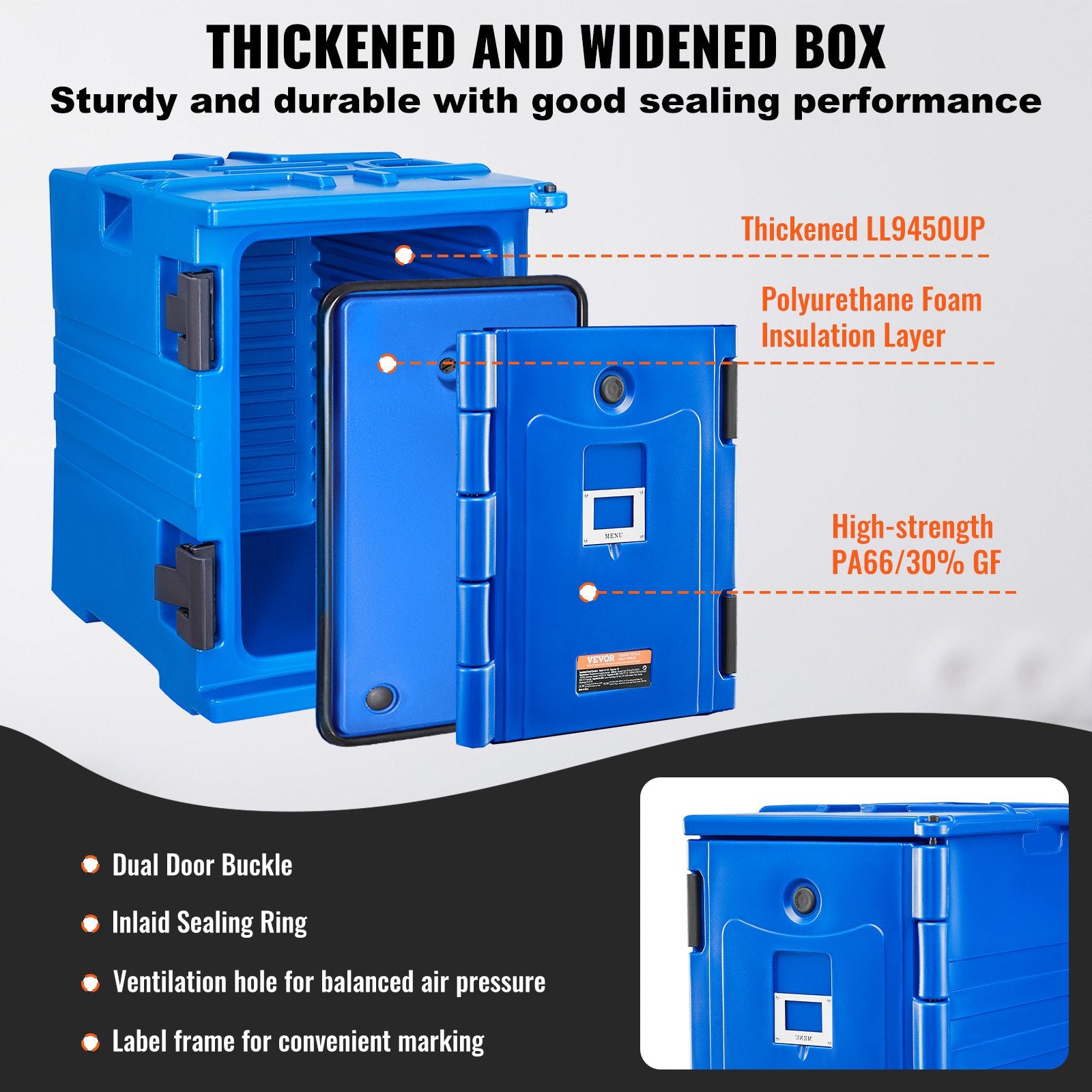 Insulated Food Pan Carrier, 90L Hot Box for Catering, Front Loading Food Warmer
