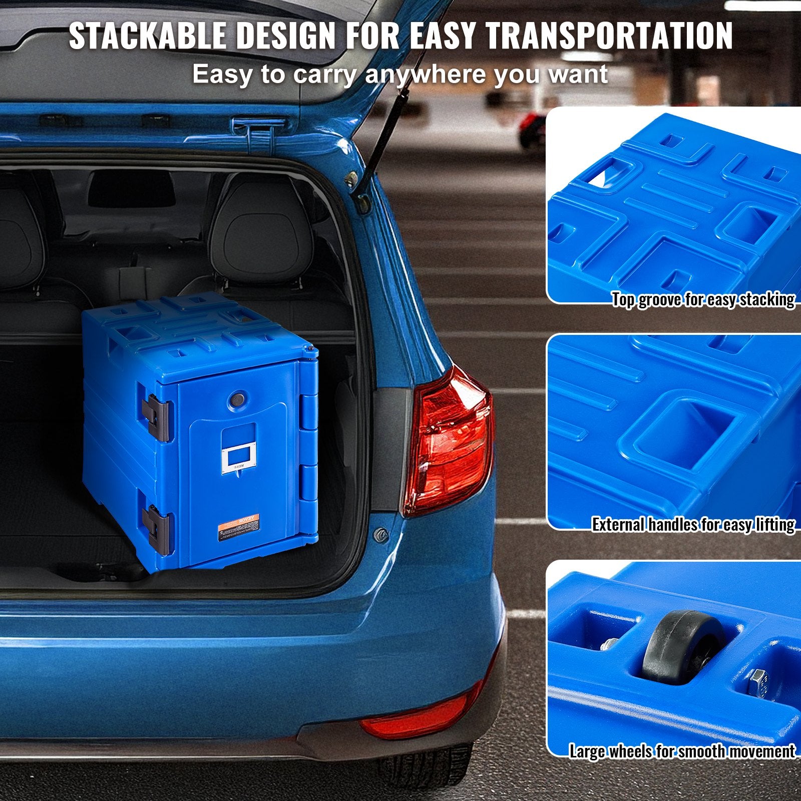 Insulated Food Pan Carrier, 90L Hot Box for Catering, Front Loading Food Warmer