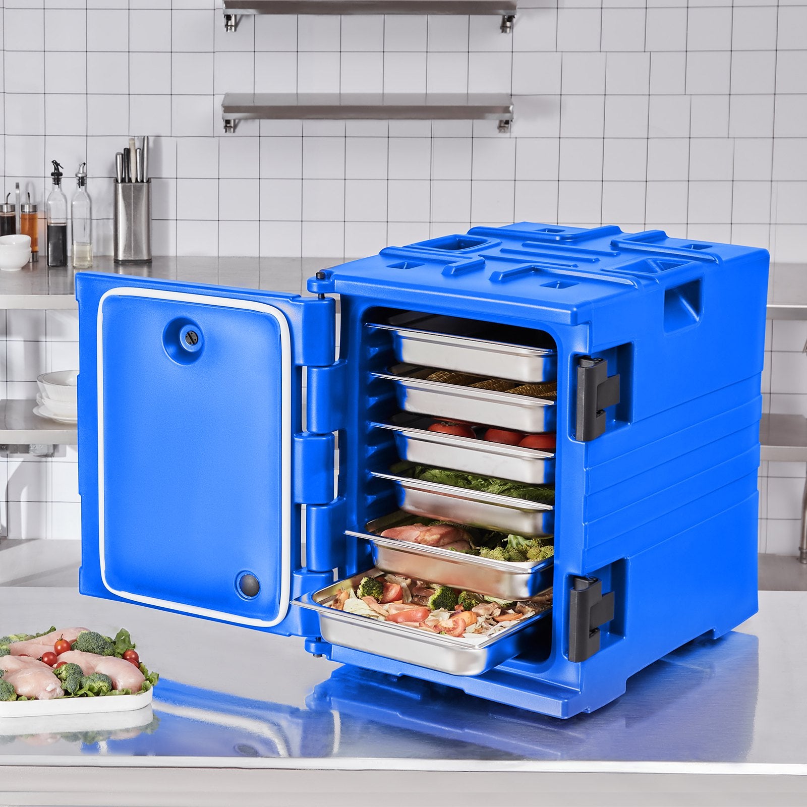 Insulated Food Pan Carrier, 90L Hot Box for Catering, Front Loading Food Warmer