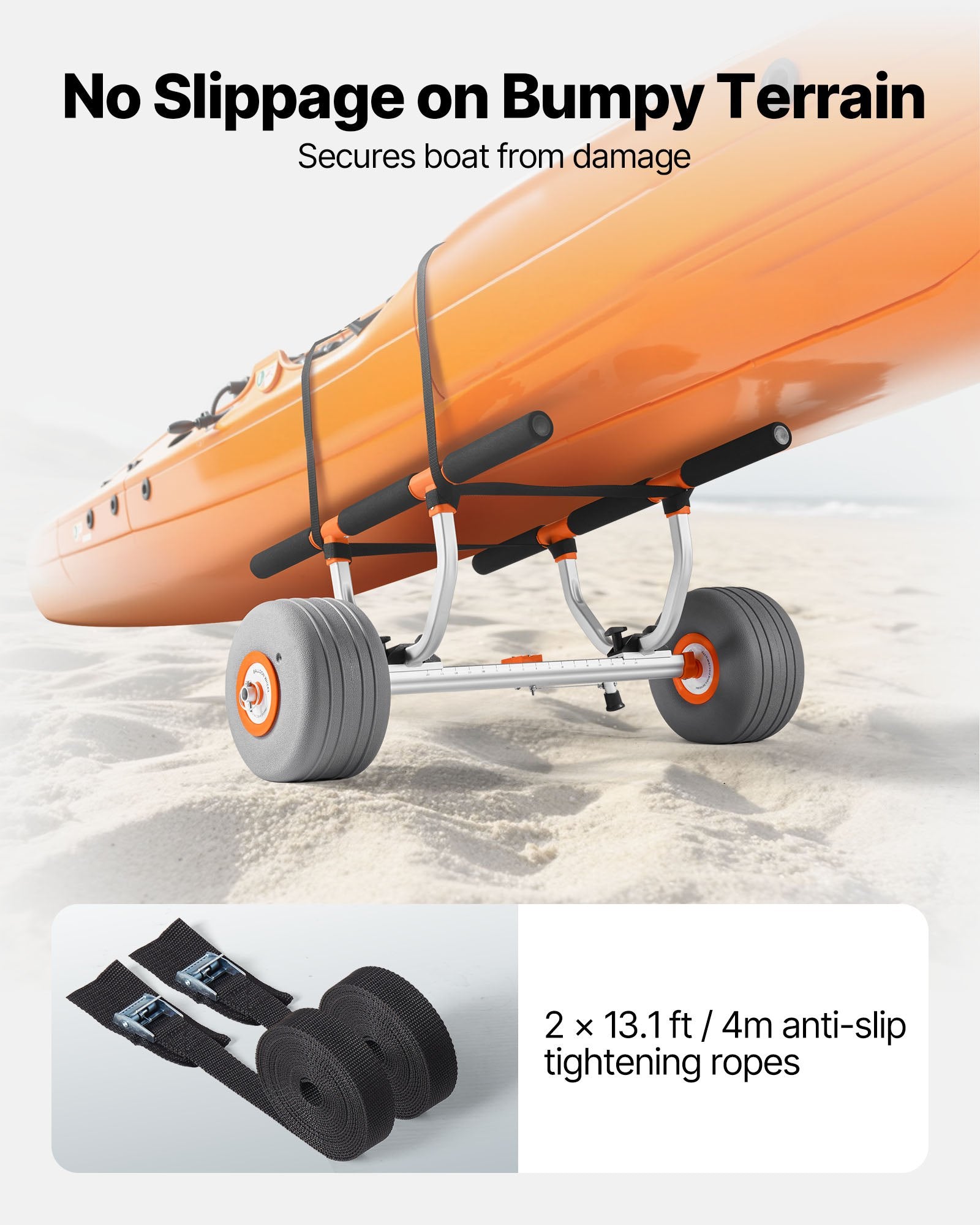 Kayak Cart 158.8kg Trolley 30.5cm Inflatable Tires 2 Straps Kayaks Canoes