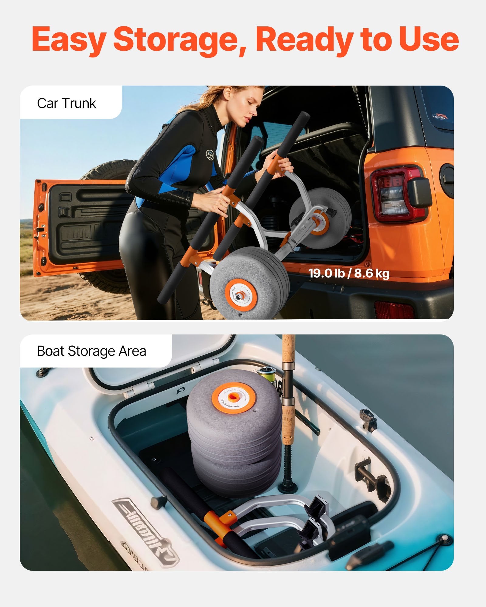 Kayak Cart 158.8kg Trolley 30.5cm Inflatable Tires 2 Straps Kayaks Canoes