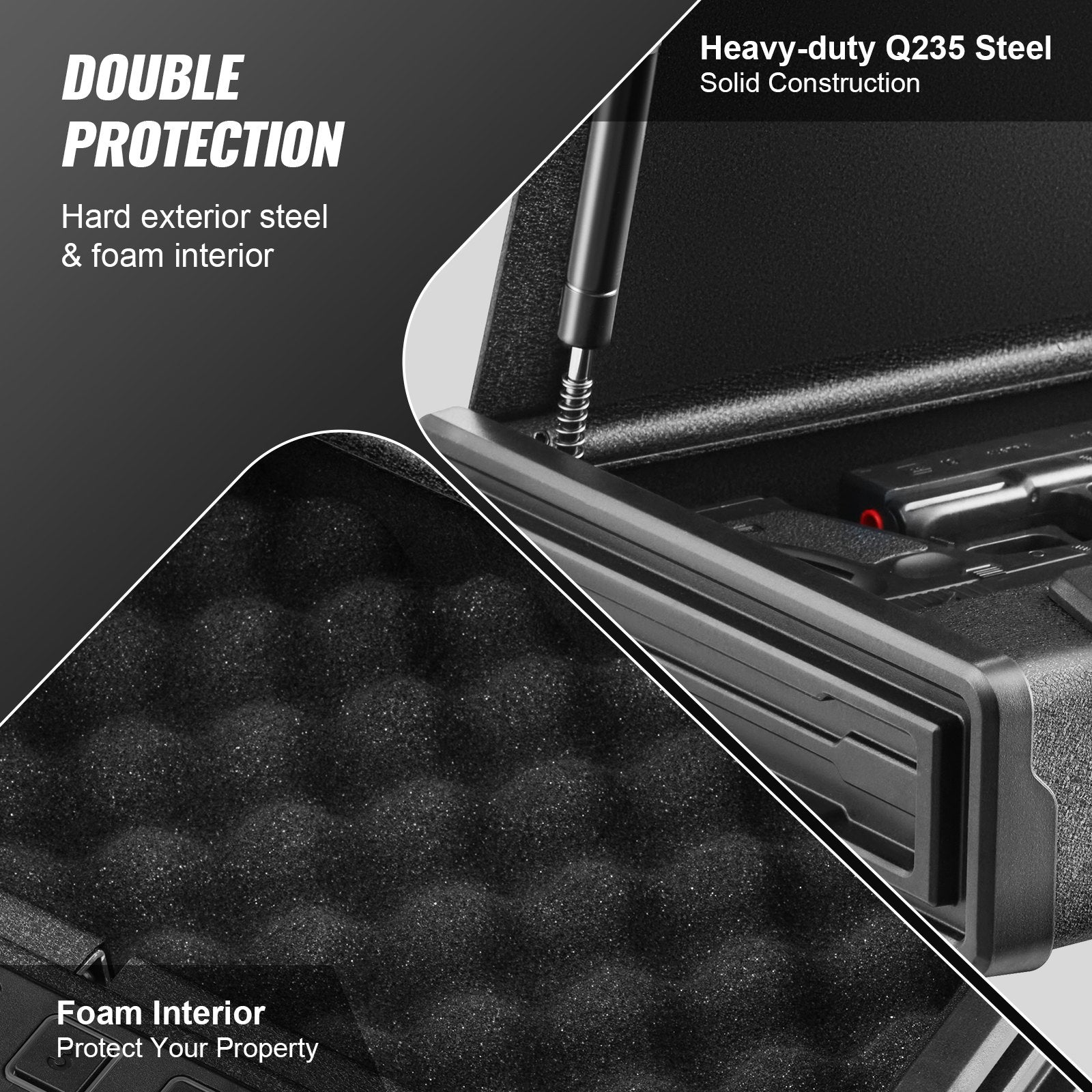 Gun Safe for Pistols Biometric Handgun Safe Fingerprint Password Key Access