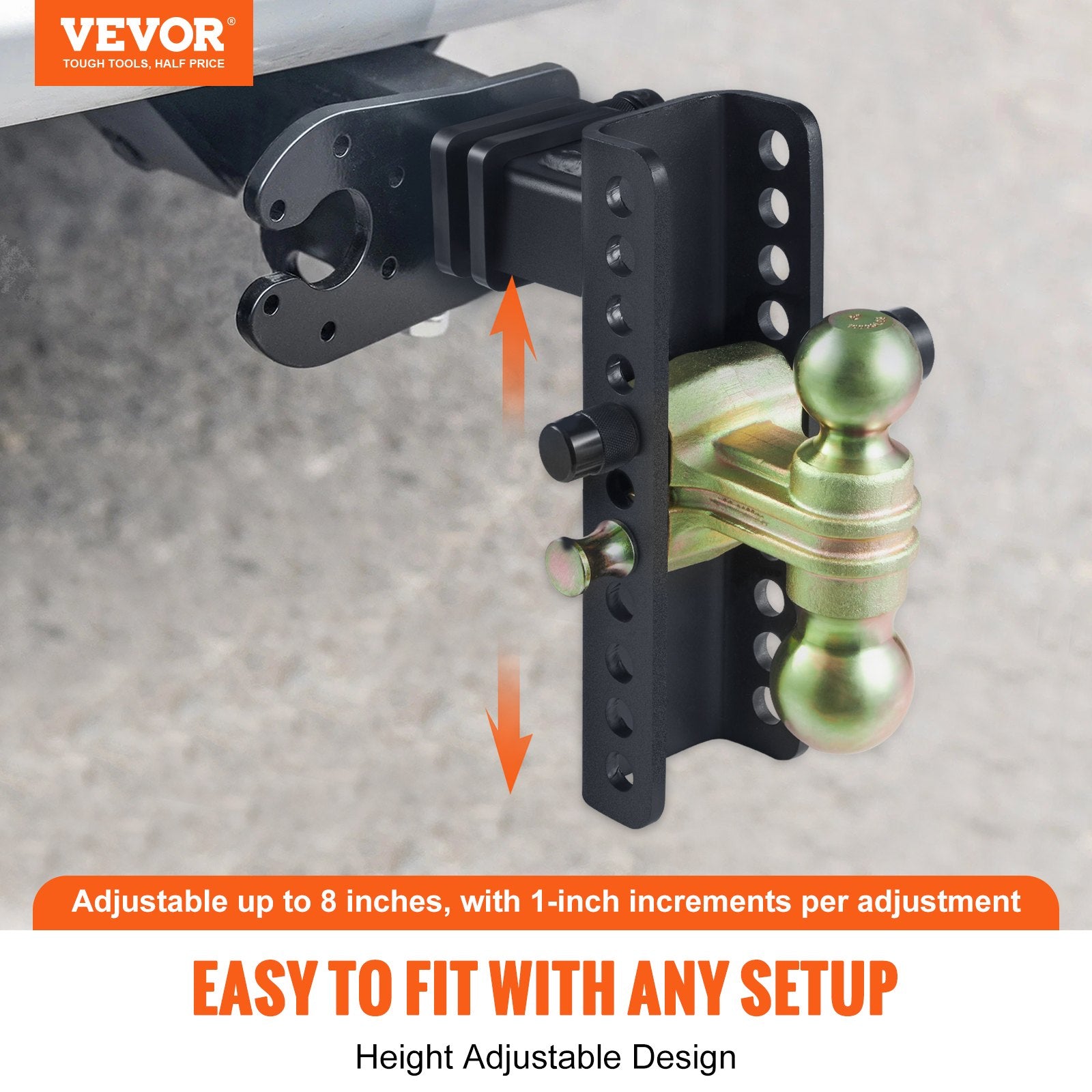 Trailer Hitch Adjustable 203.2mm Drop 165.1mm Rise 50.8mm Receiver Tow Balls