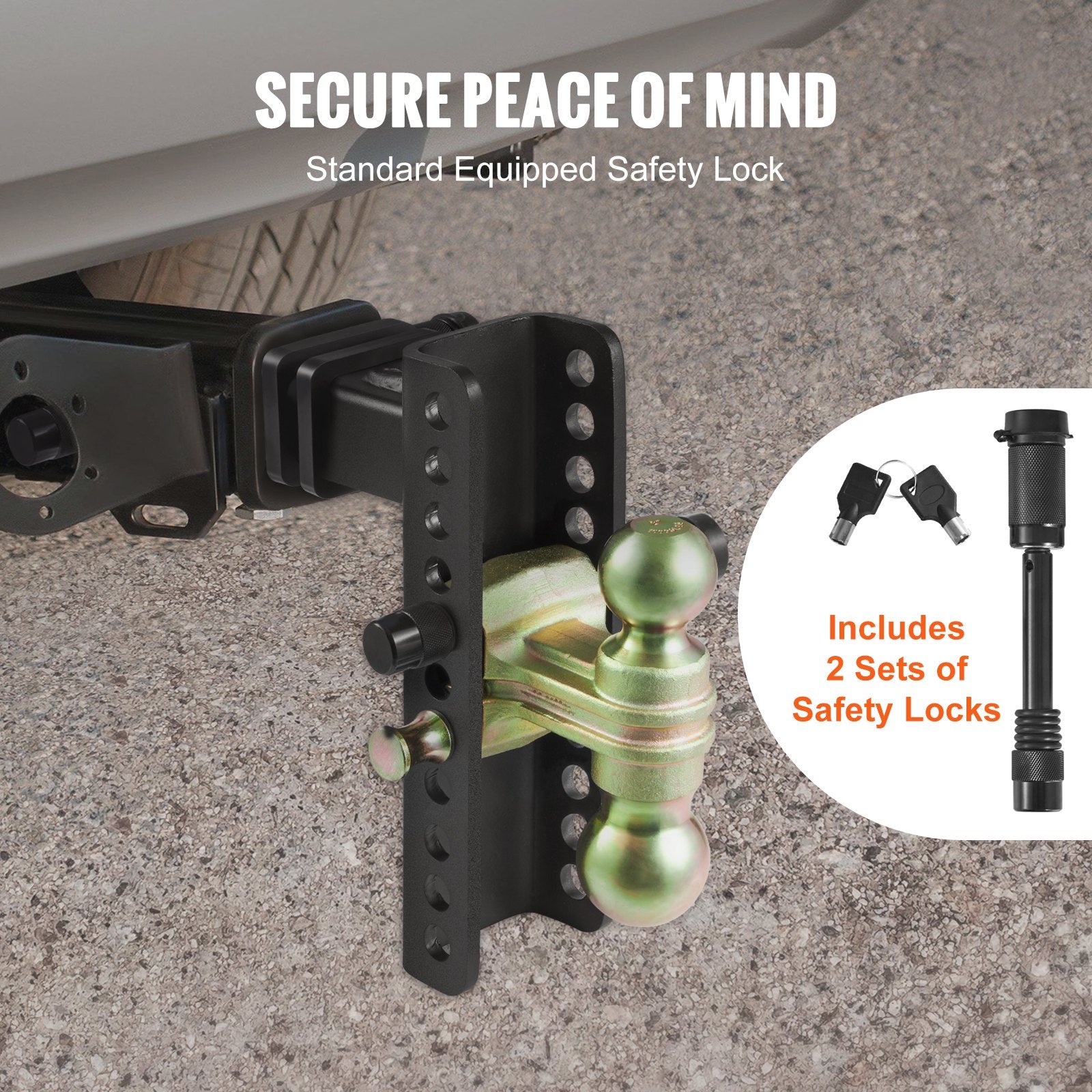 Trailer Hitch Adjustable 203.2mm Drop 165.1mm Rise 50.8mm Receiver Tow Balls