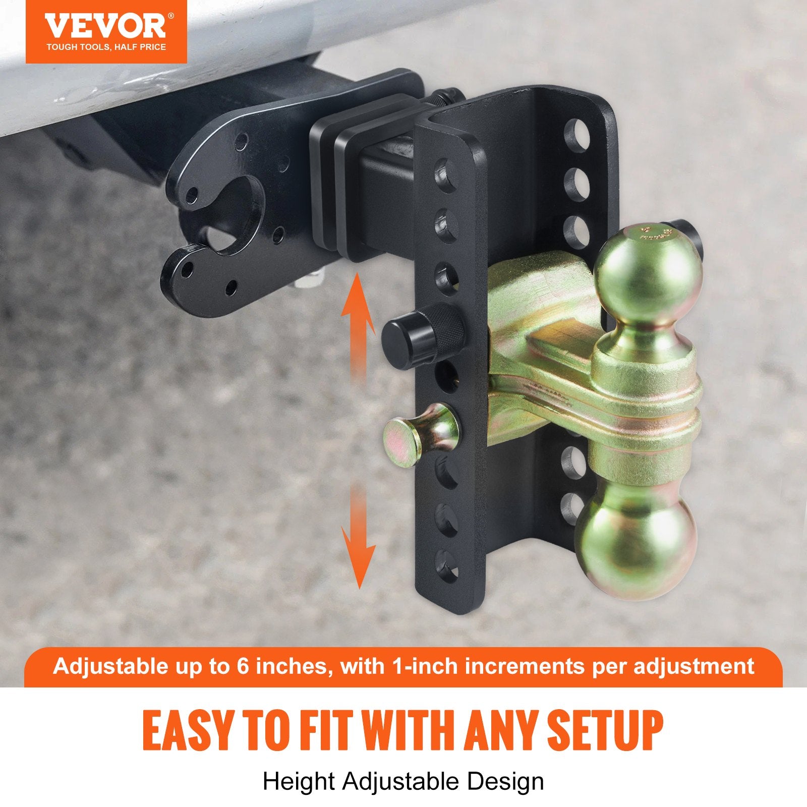 Trailer Hitch Adjustable 152.4mm Drop 114.3mm Rise 50.8mm Receiver Tow Balls
