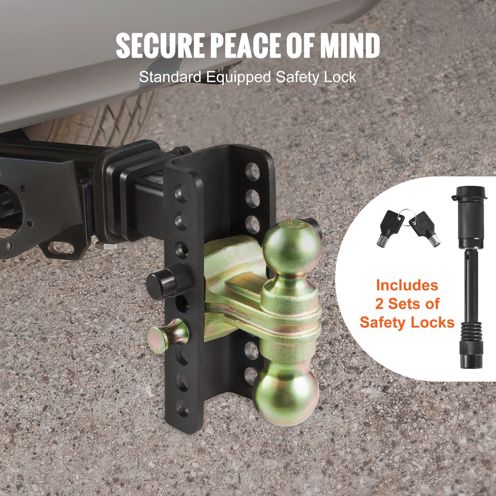 Trailer Hitch Adjustable 152.4mm Drop 114.3mm Rise 50.8mm Receiver Tow Balls