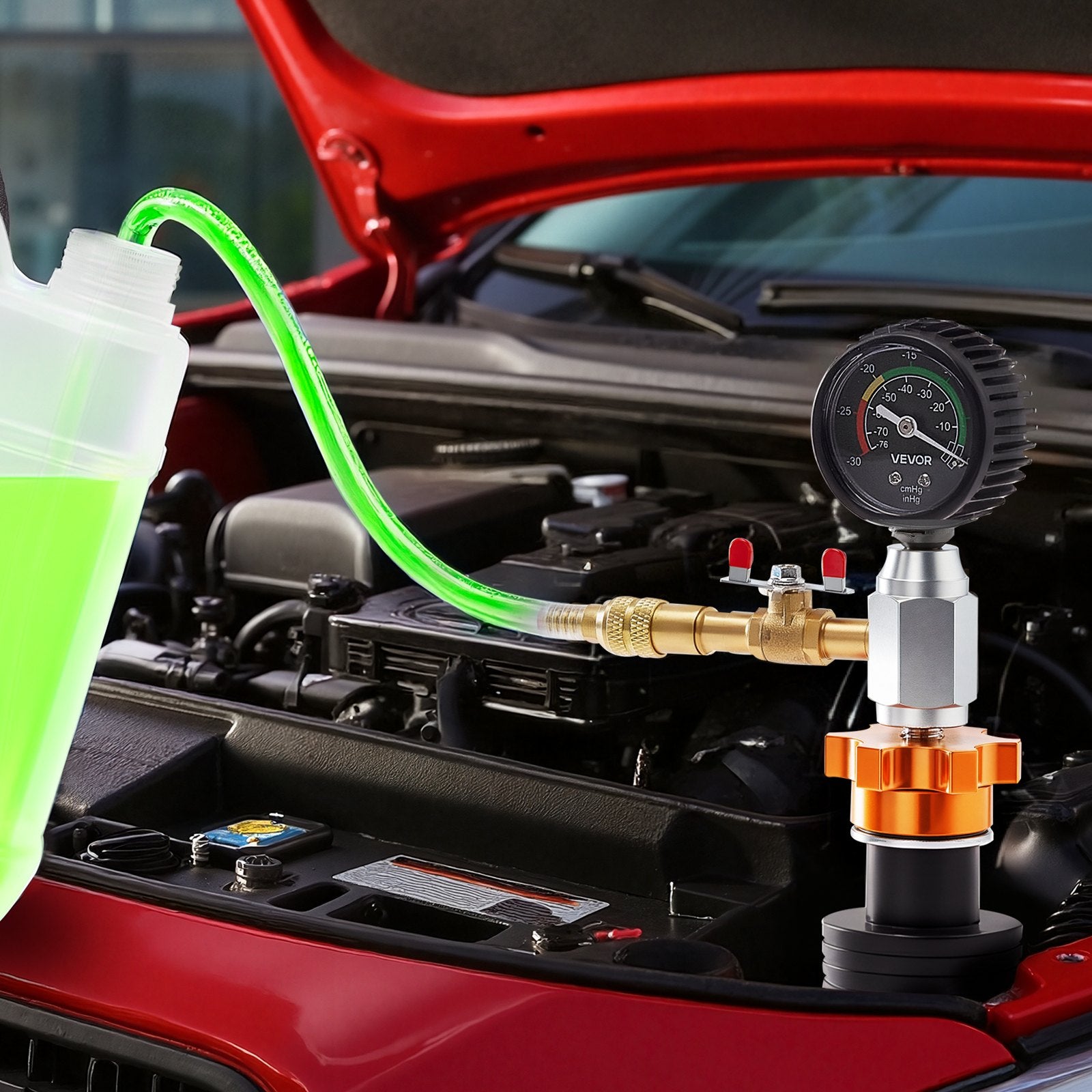 Radiator Vacuum Refill Kit Cooling System Vacuum Purge Tool Gauge & Case Auto