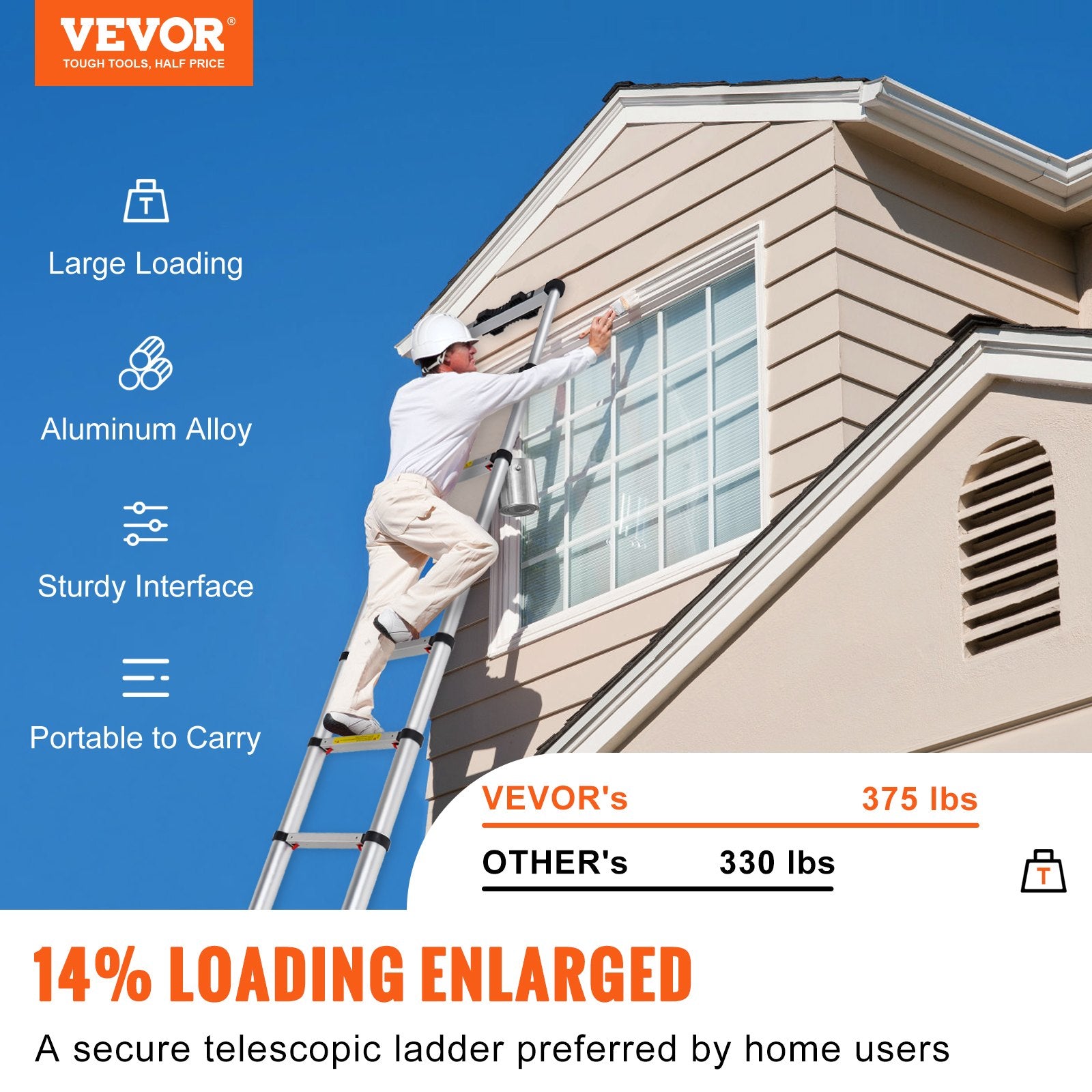 Telescoping Ladder Aluminum Extension Step 3.2m Multi-Purpose Portable