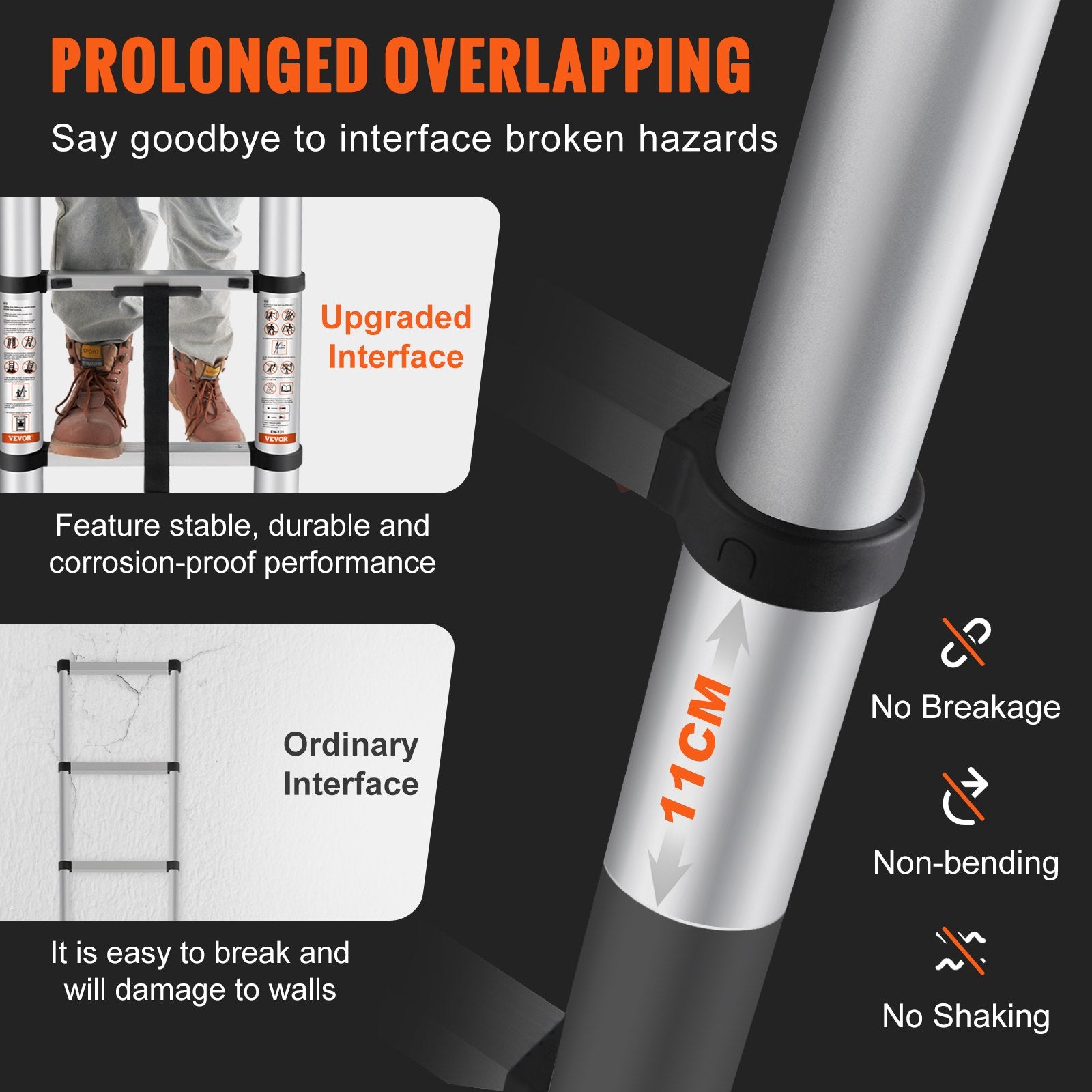 Telescoping Ladder Aluminum Extension Step 3.2m Multi-Purpose Portable