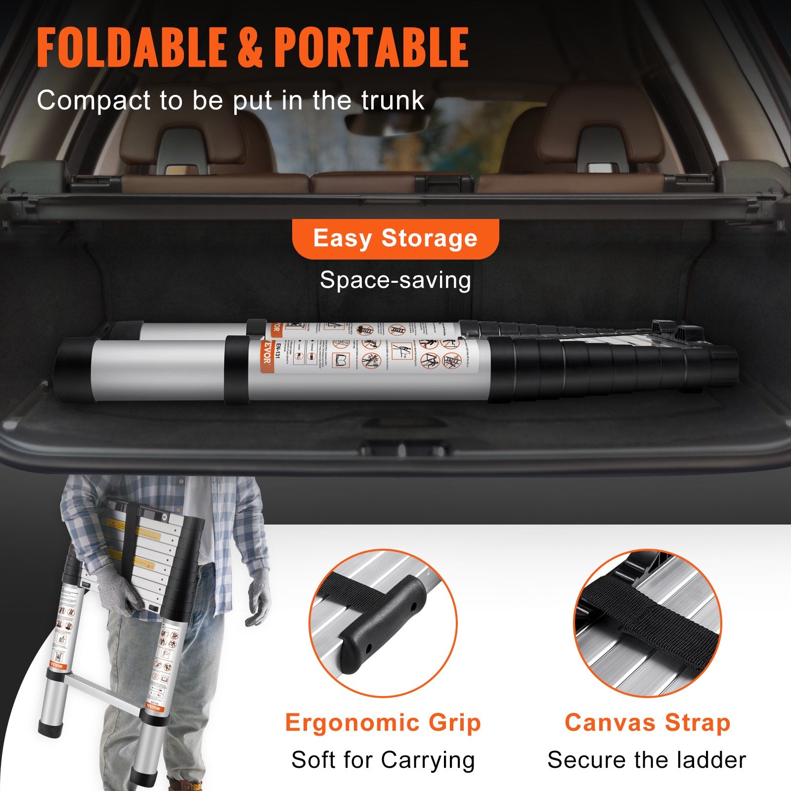 Telescoping Ladder Aluminum Extension Step 3.2m Multi-Purpose Portable