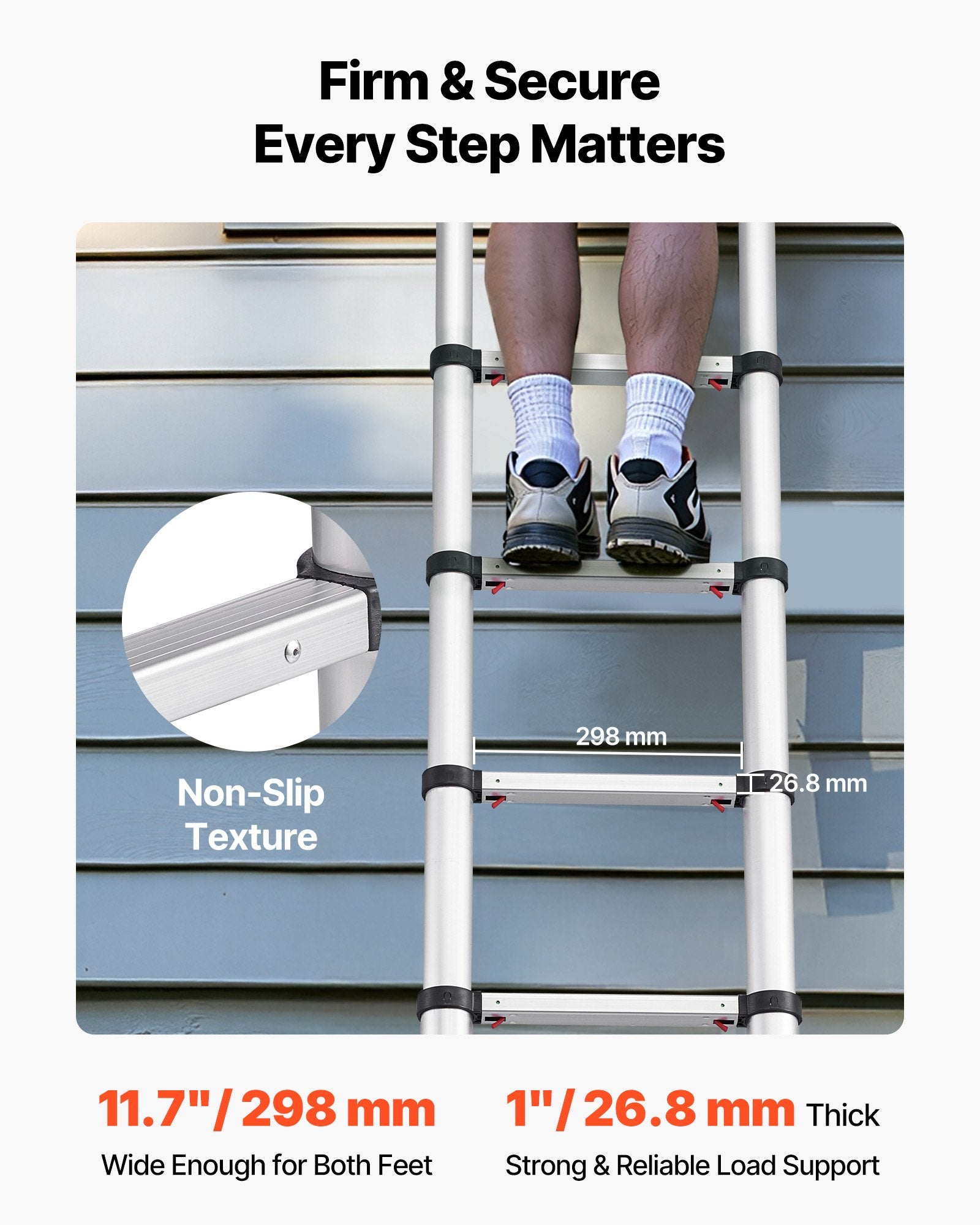 3.8m Telescoping Ladder, Aluminum Lightweight Collapsible Extension Ladder