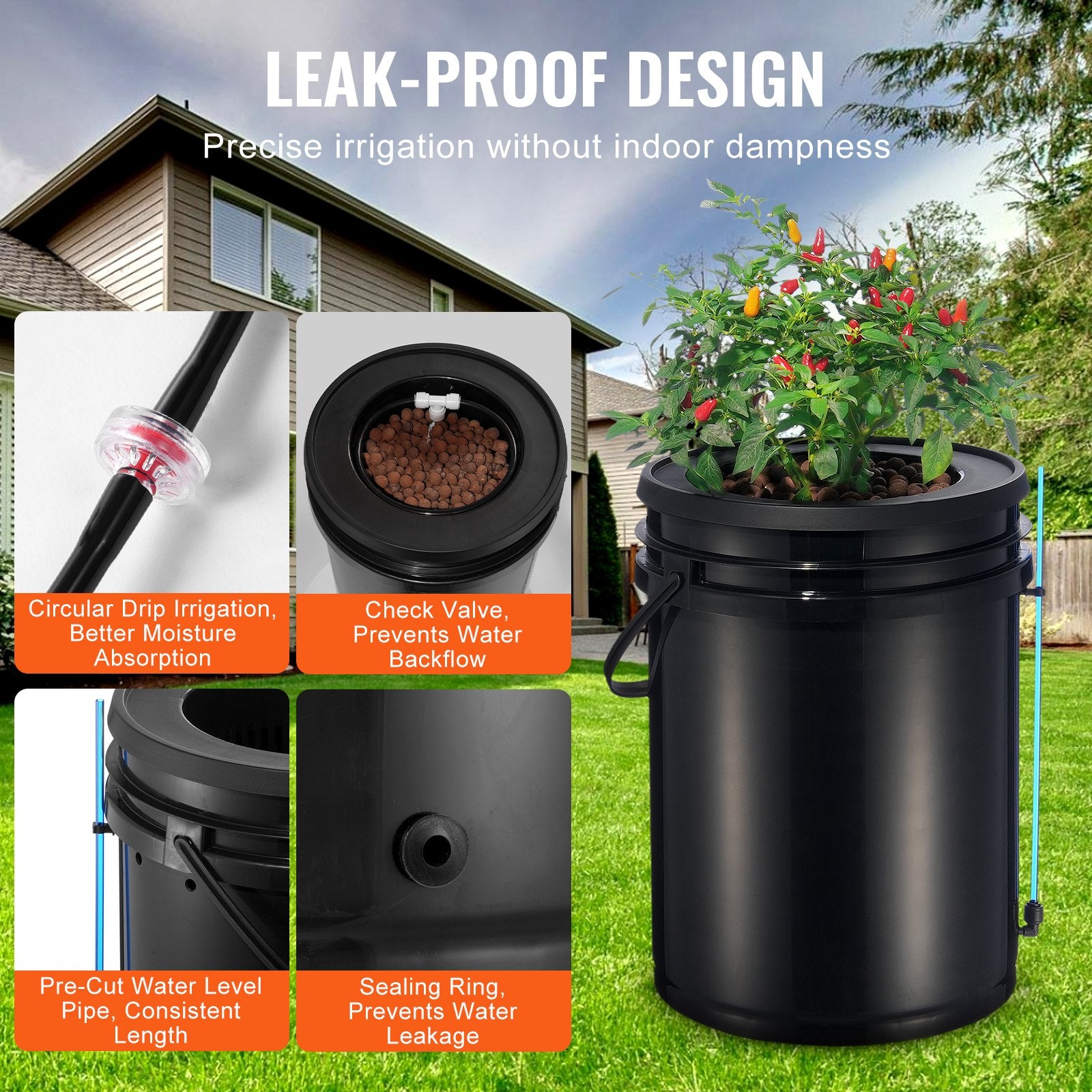 RDWC Hydroponics Grow System 4 Buckets Top Drip Deep Water Culture Kit