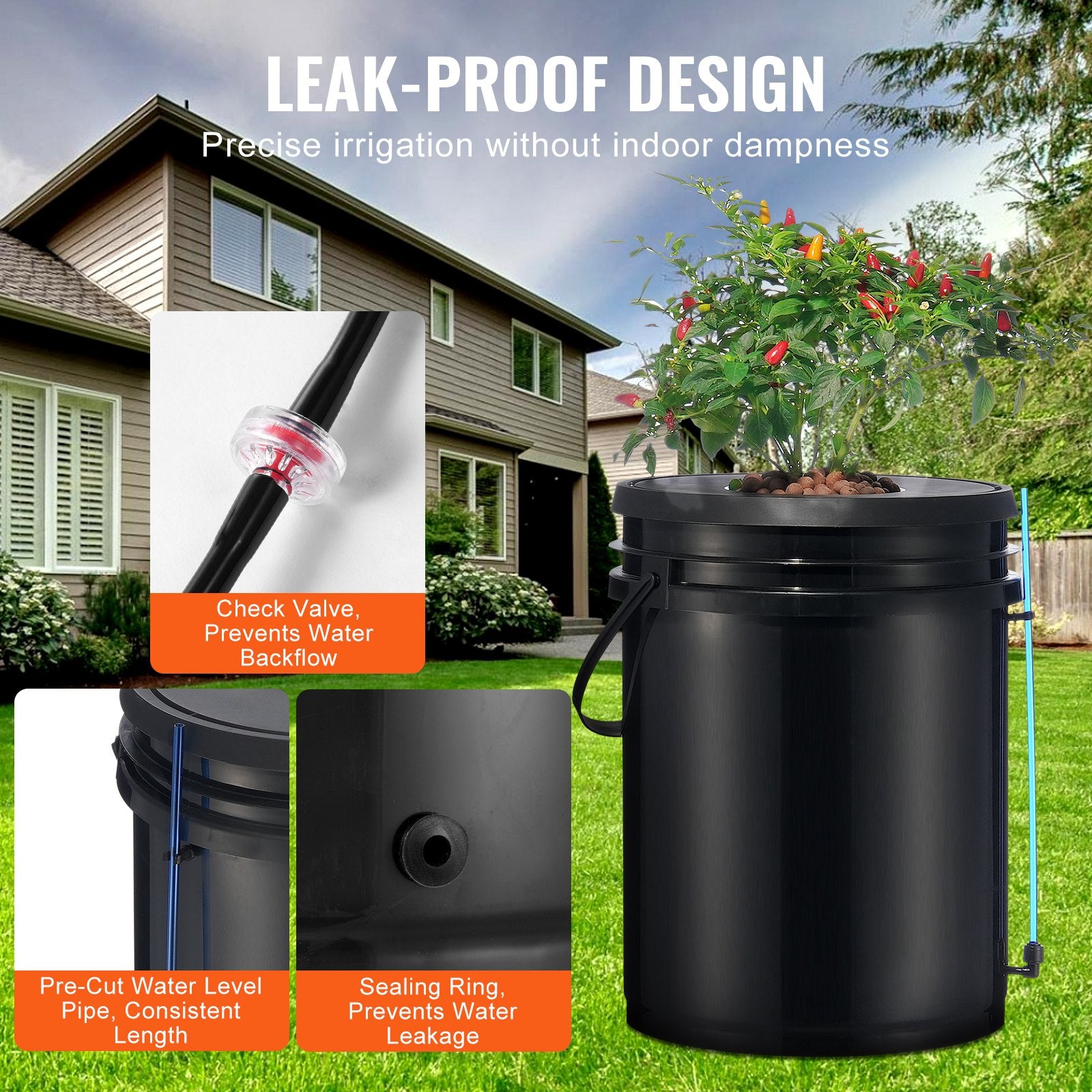DWC Hydroponics Grow System 5-Gallon 4 Buckets Deep Water Culture with Air Pump