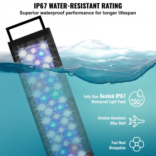 VEVOR 26W Aquarium Light Full Spectrum Fish Tank Light 24/7 Natural Mode