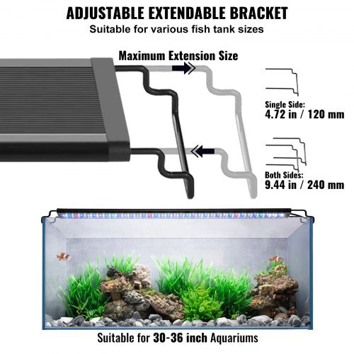 VEVOR 26W Aquarium Light Full Spectrum Fish Tank Light 24/7 Natural Mode