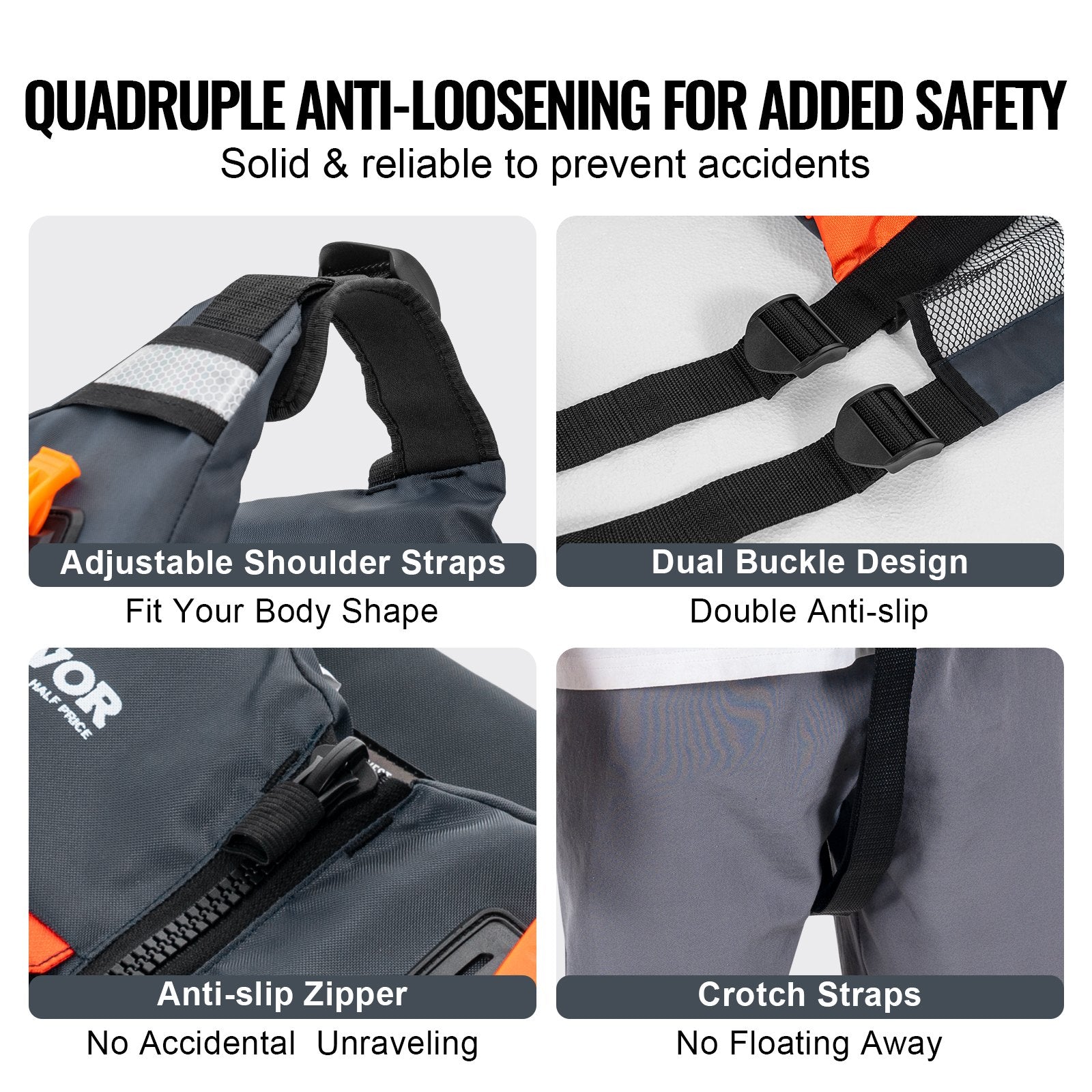 Life Vest for Watersports 96N Buoyancy Jacket with Waterproof Nylon, Men & Women
