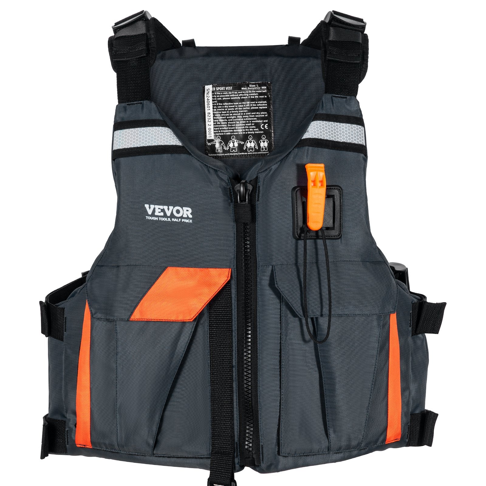 Life Vest for Watersports 96N Buoyancy Jacket with Waterproof Nylon, Men & Women