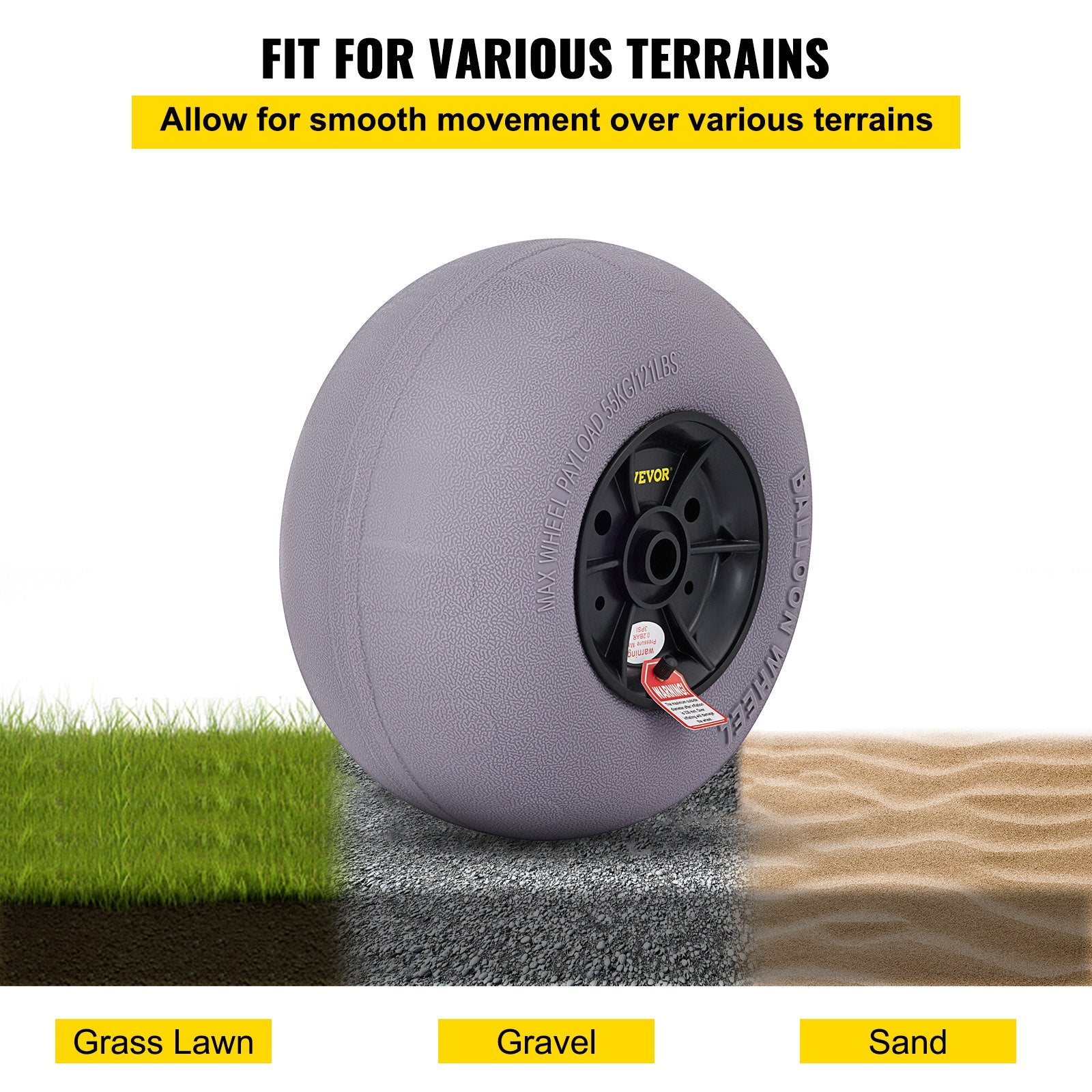 Balloon Beach Wheels Replacement 13" TPU Tires 121lbs Load Capacity