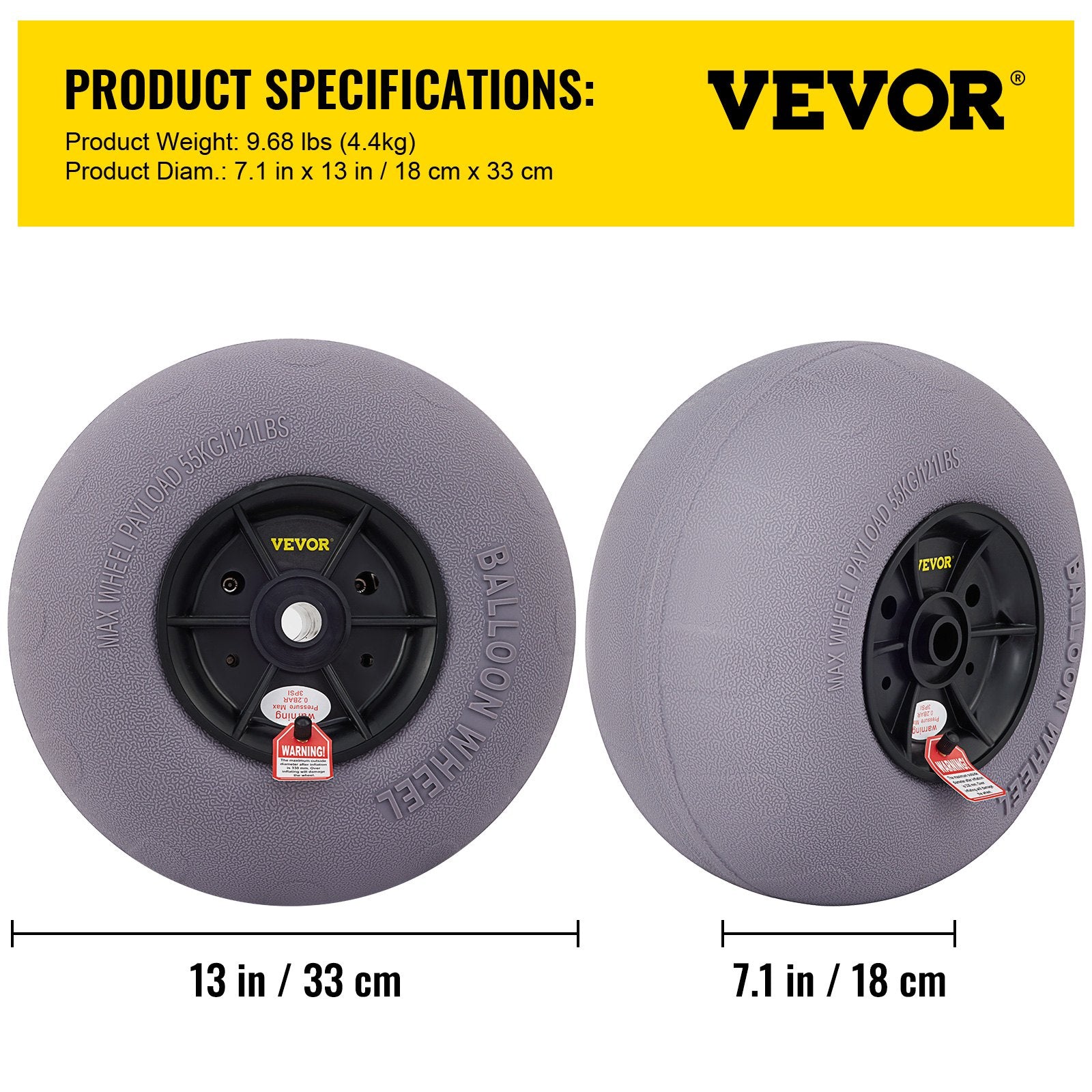 Balloon Beach Wheels Replacement 13" TPU Tires 121lbs Load Capacity