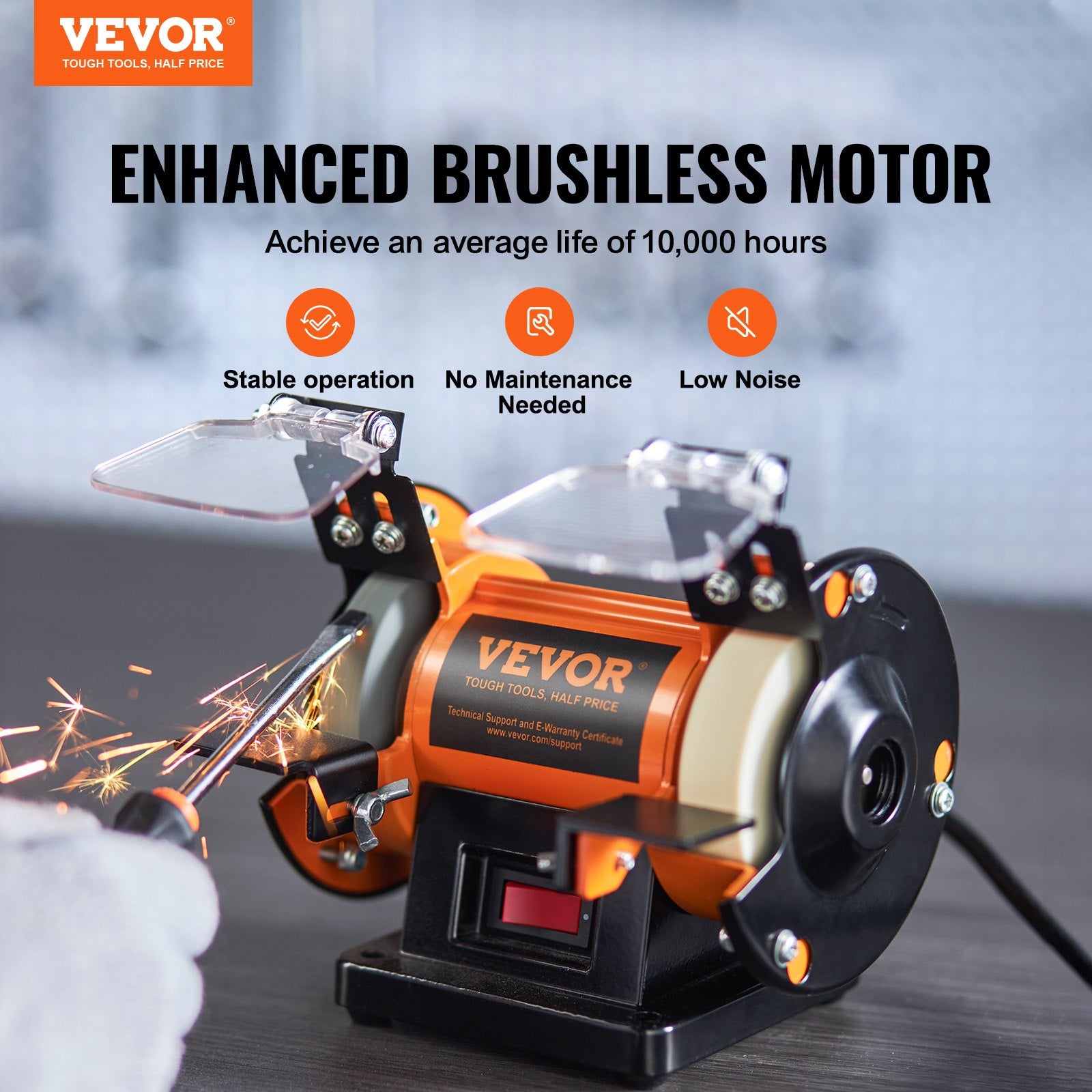 Jewelry Polisher Bench Grinder Buffing Machine 3590RPM Adjustable Speed