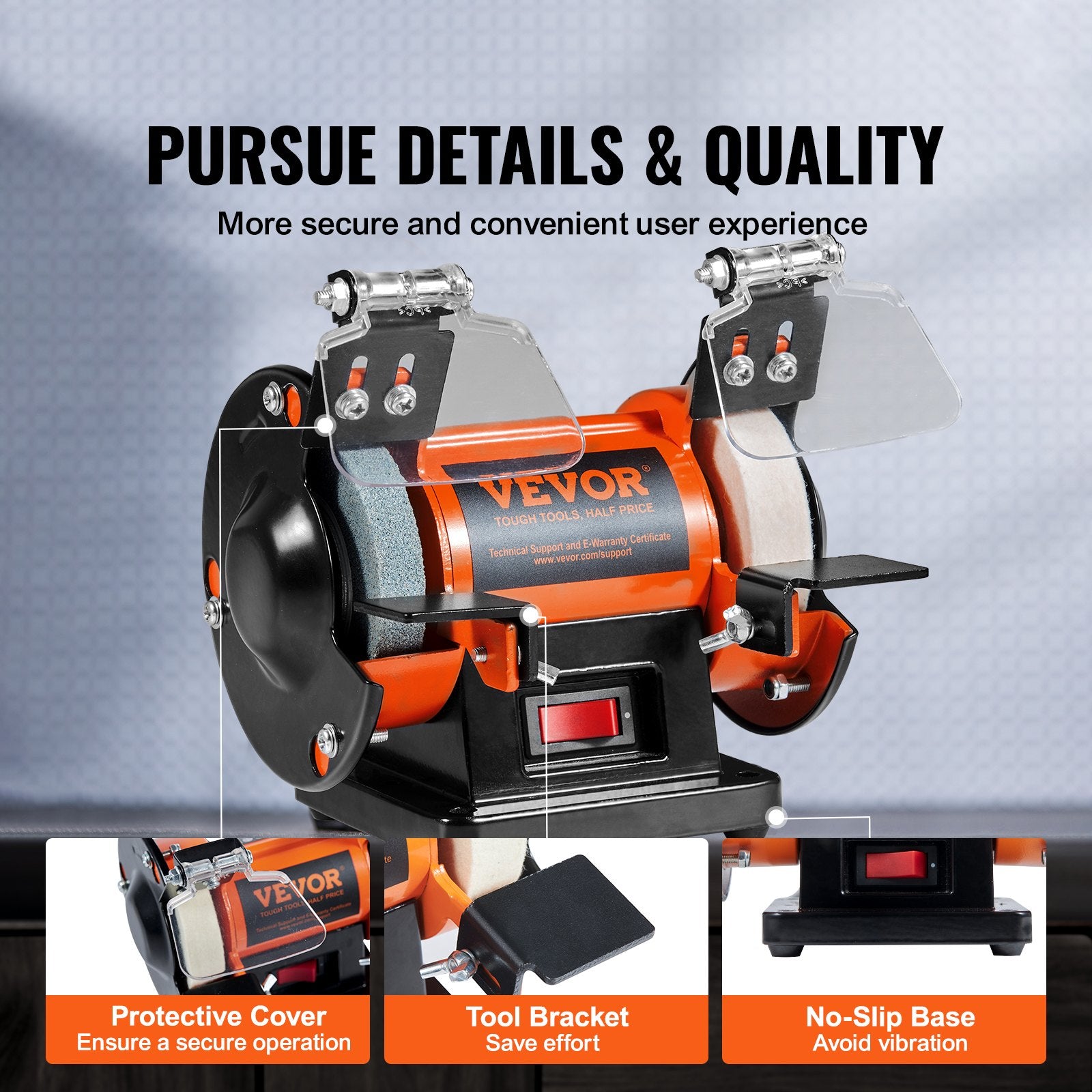 Jewelry Polisher Bench Grinder Buffing Machine 3590RPM Adjustable Speed