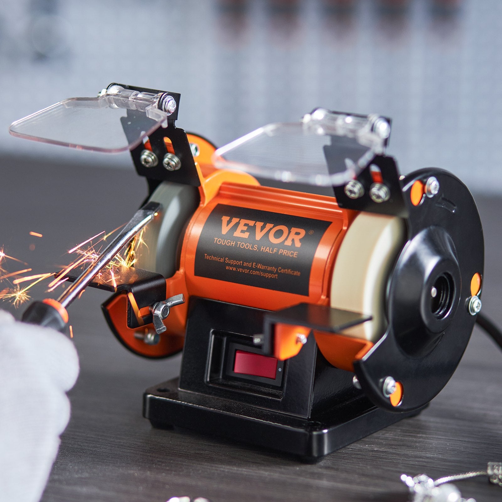 Jewelry Polisher Bench Grinder Buffing Machine 3590RPM Adjustable Speed