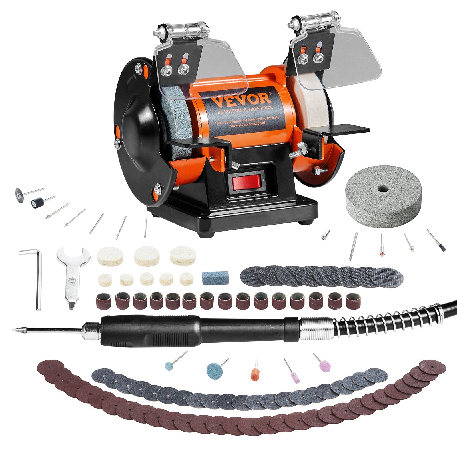 Jewelry Polisher Bench Grinder Buffing Machine 3590RPM Adjustable Speed