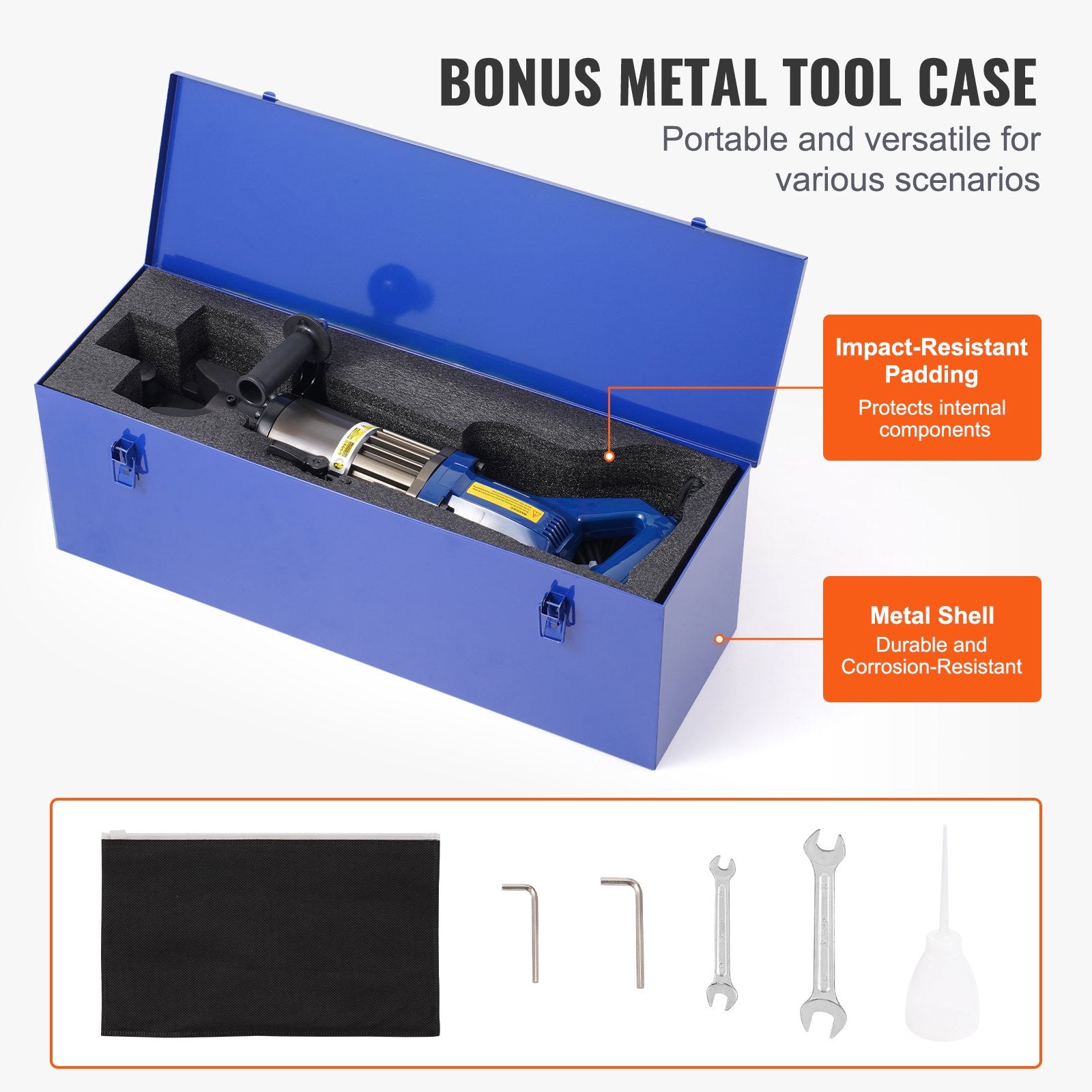 Electric Hydraulic Rebar Bender, 1500W Portable, Bends up to 3/4 Inch RN-22 Blue