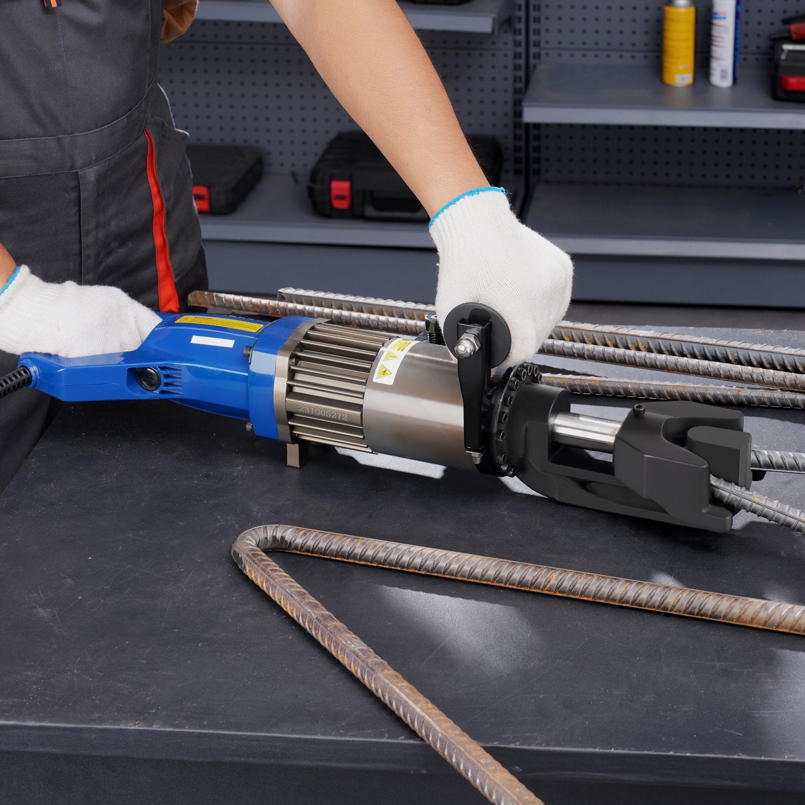 Electric Hydraulic Rebar Bender, 1500W Portable, Bends up to 3/4 Inch RN-22 Blue