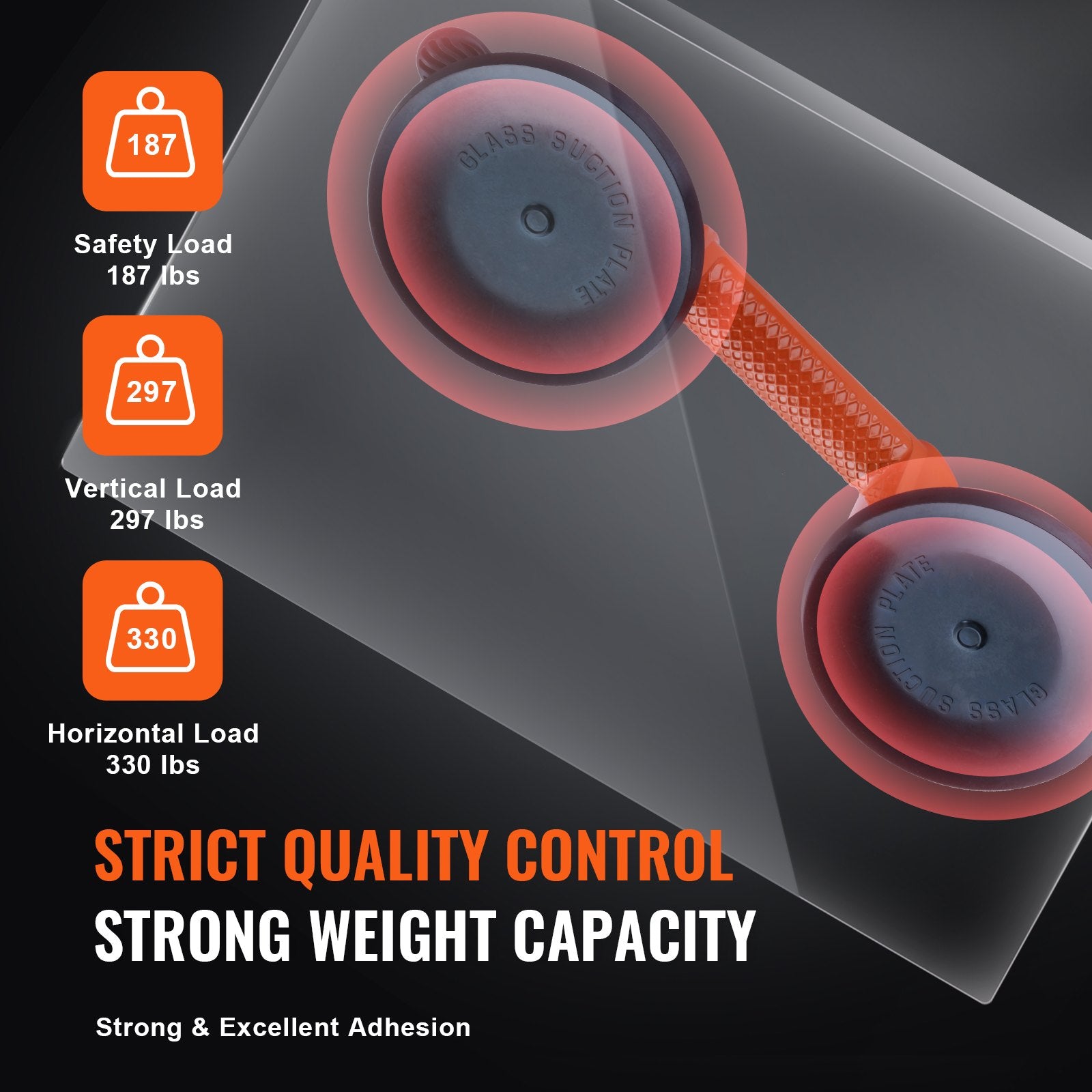 Glass Suction Cup 2-Pack 119mm 150KG Aluminum Handle Lifter Glass and Panels