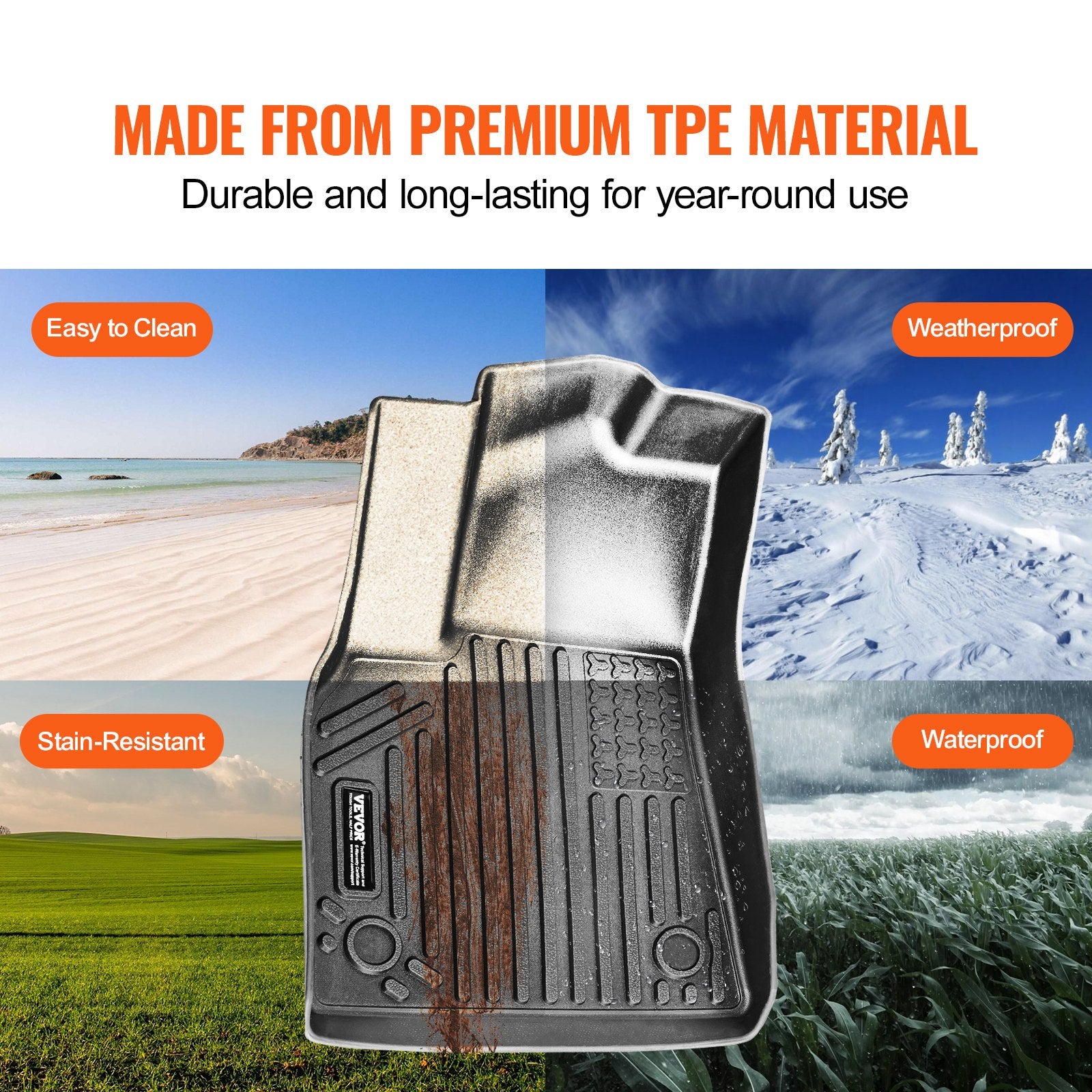 3 Front and 2nd Row Liners All-Weather TPE Floor Mats for Tesla