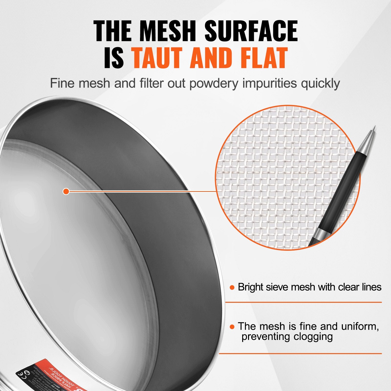 Flour Sieve Fine Mesh, 304 Stainless Steel Sifter 80 Mesh for Baking & Powder