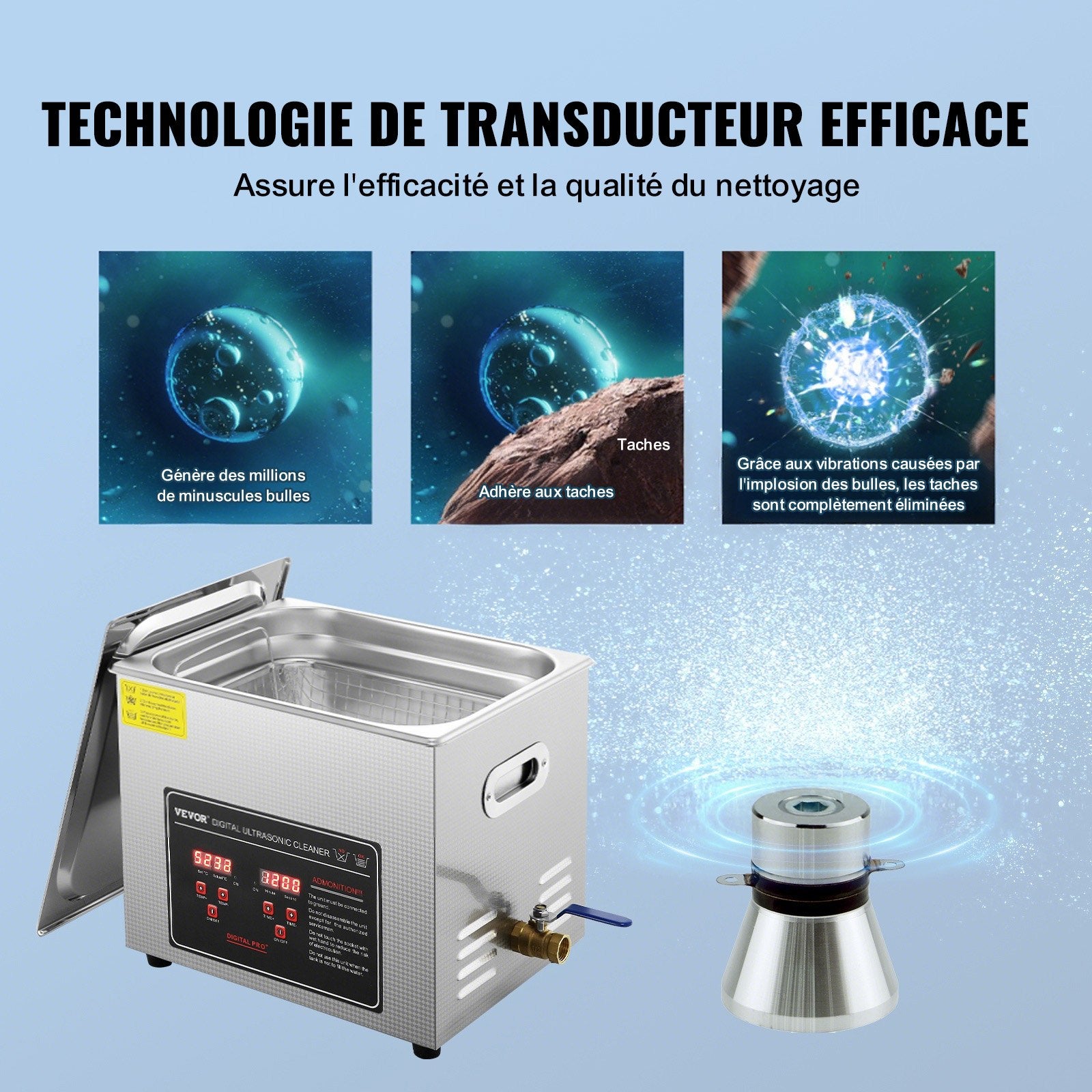 Jewelry Ultrasonic Cleaner with Digital Heater Timer Professional 10L