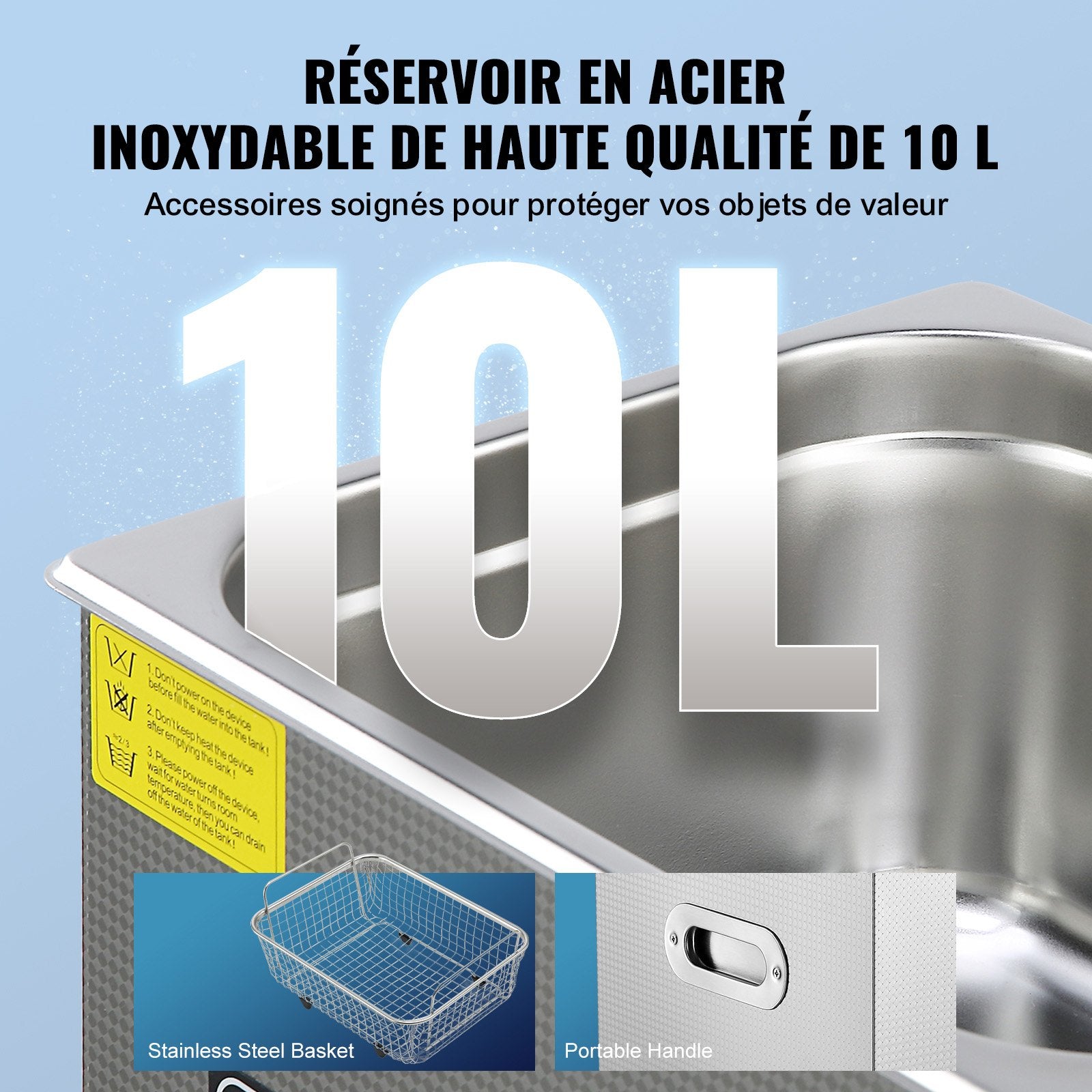 Jewelry Ultrasonic Cleaner with Digital Heater Timer Professional 10L
