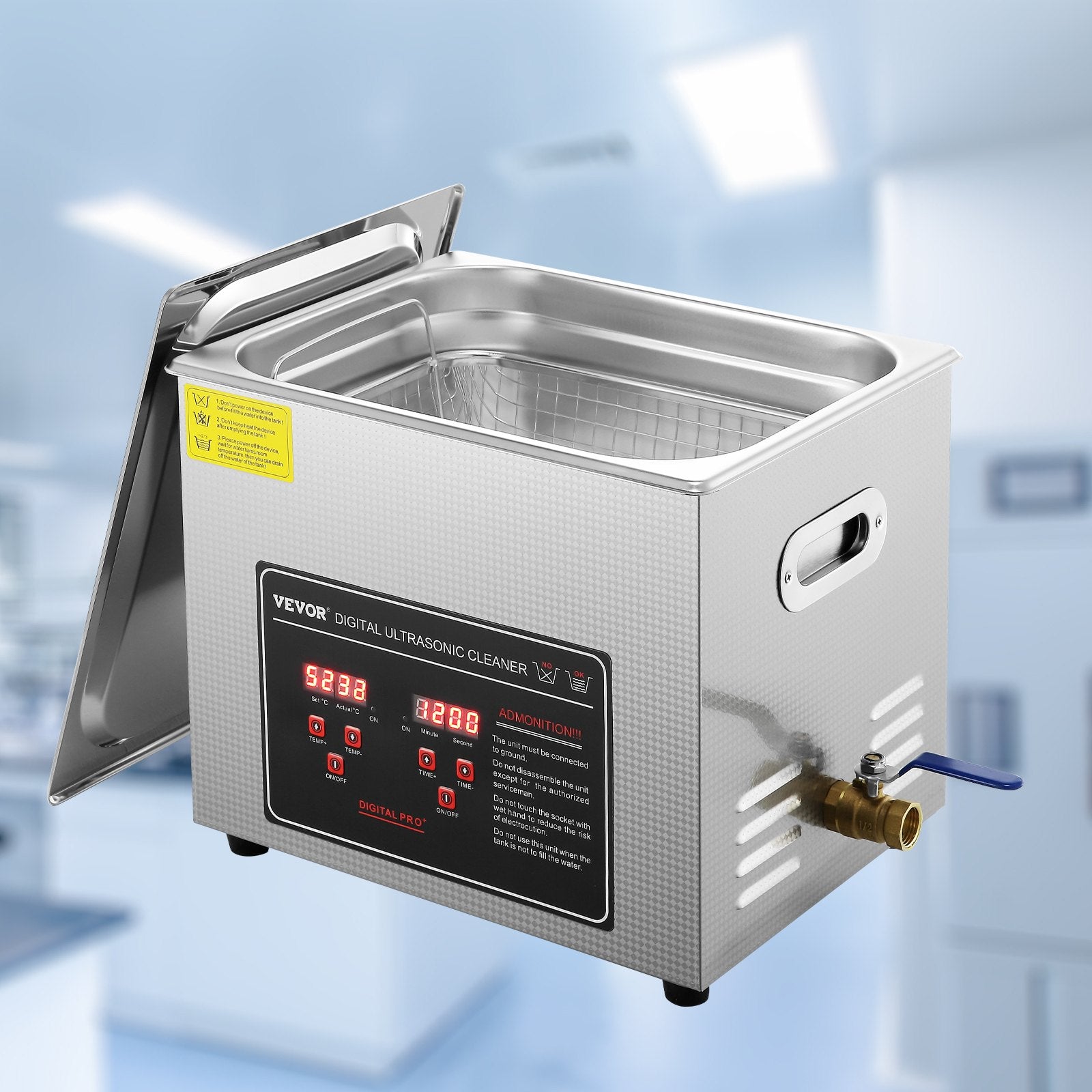 Jewelry Ultrasonic Cleaner with Digital Heater Timer Professional 10L